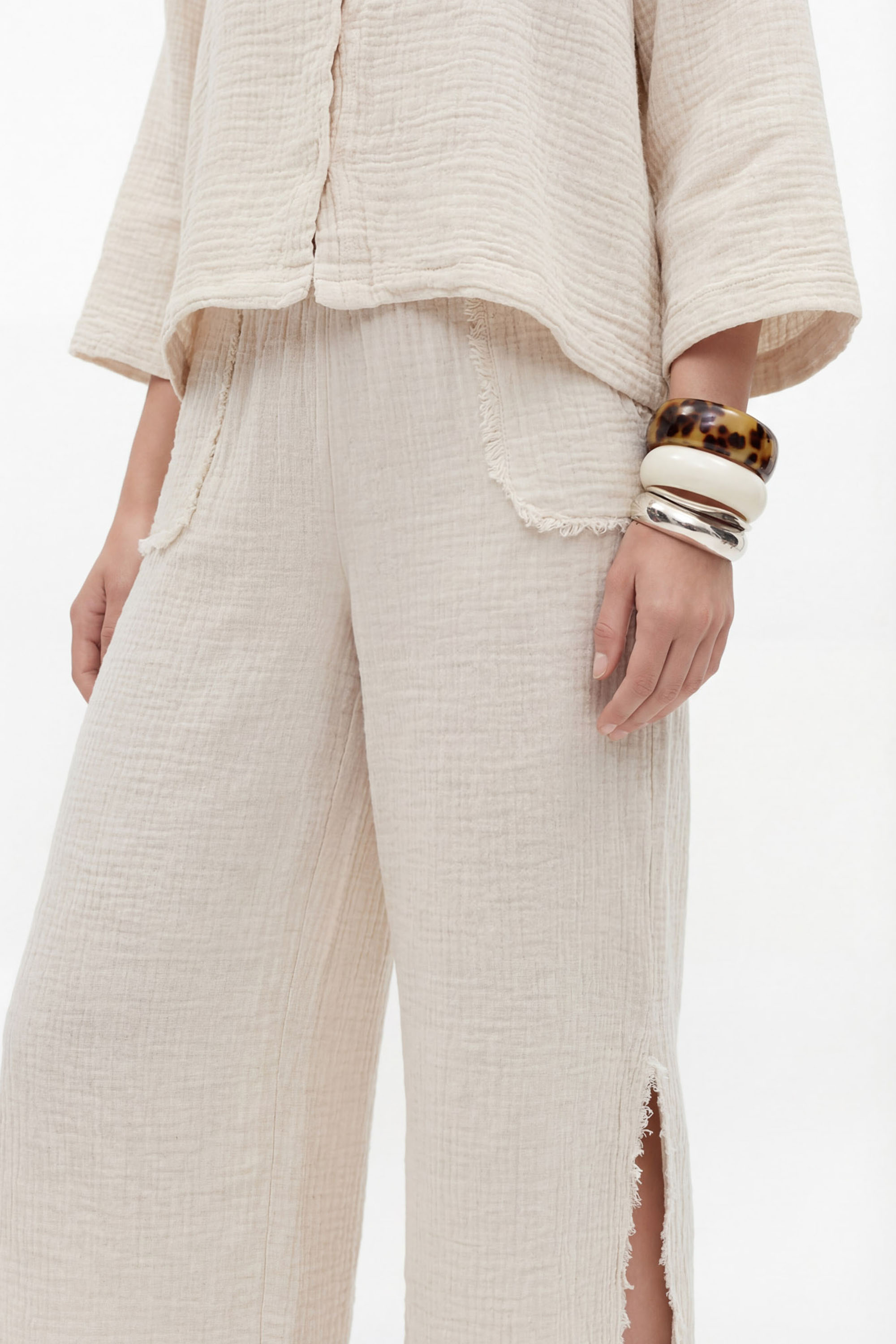 Crinkle Yırtmaçlı Pantolon