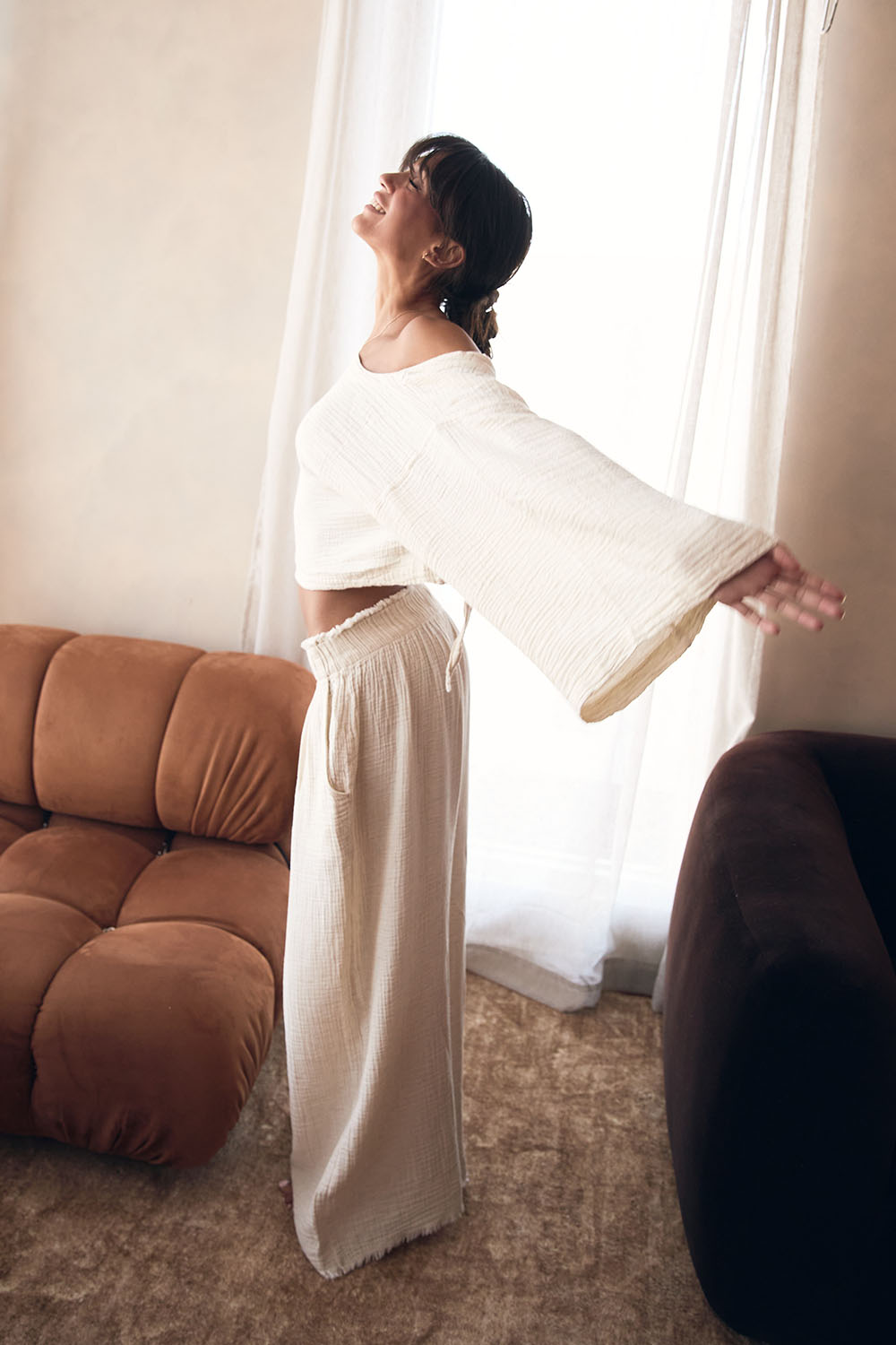 Crinkle Palazzo Pants