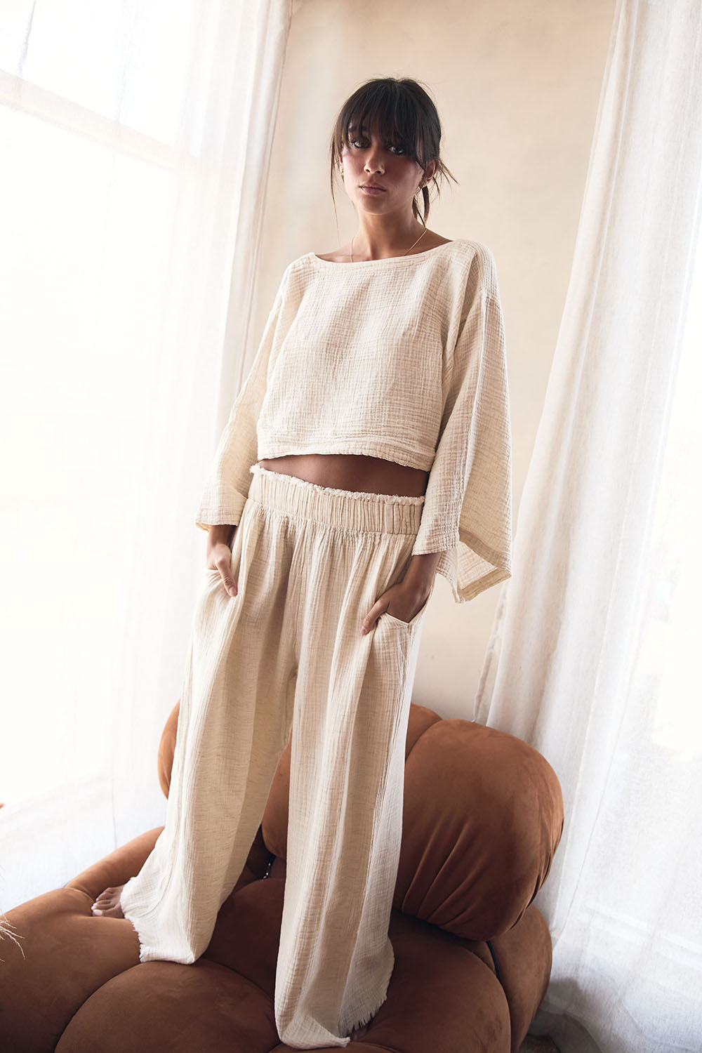 Crinkle Palazzo Pants