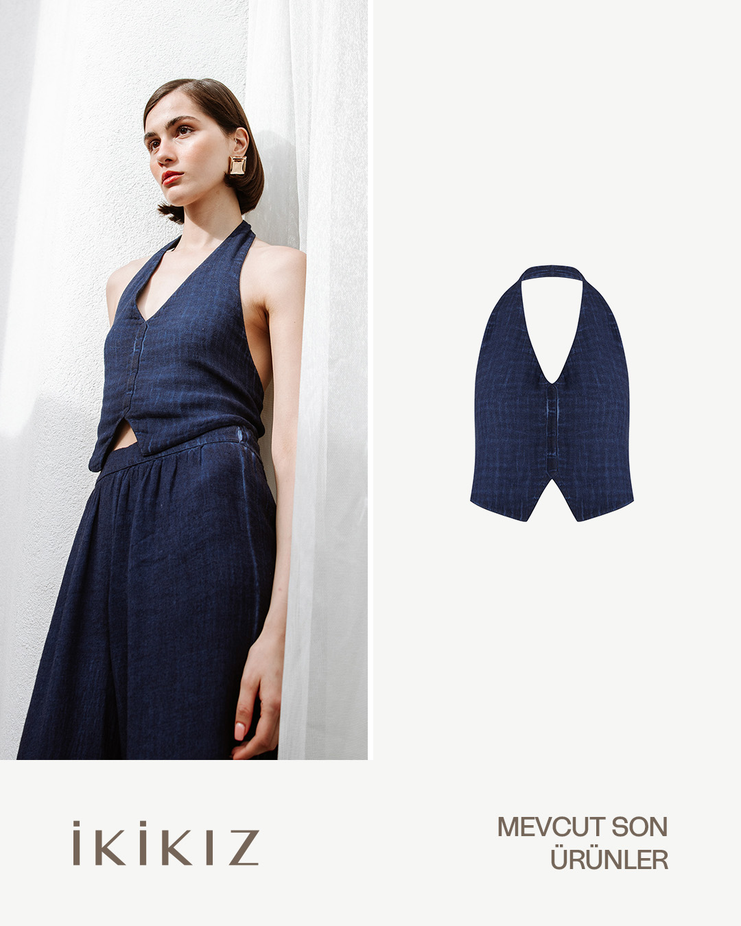 Linen Navy Waistcoat