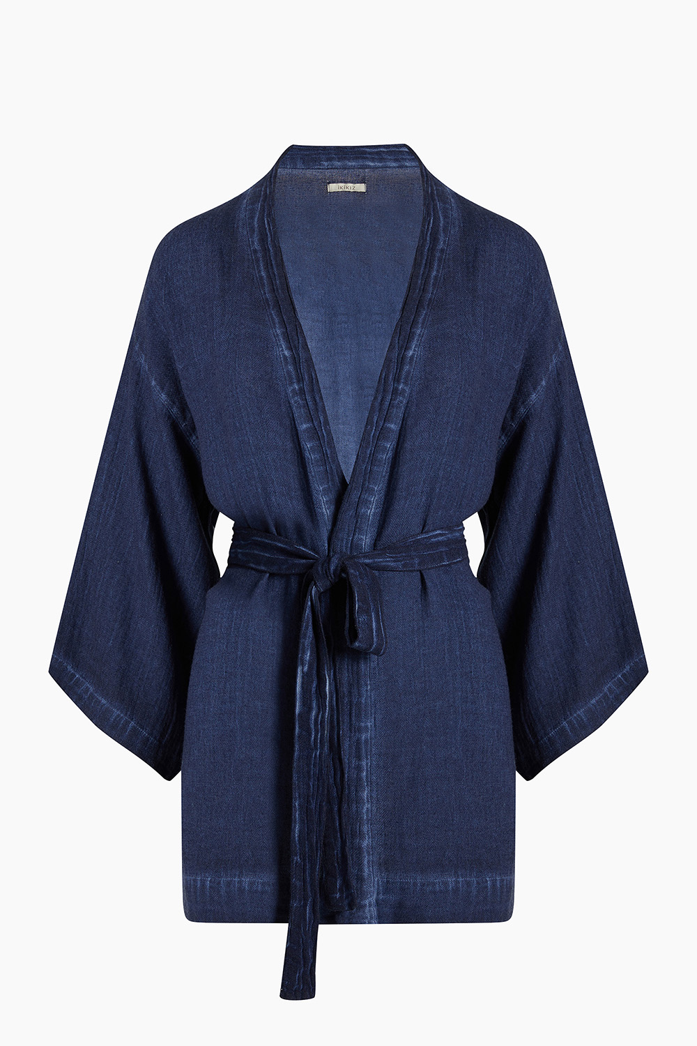 Linen Navy Short Kimono