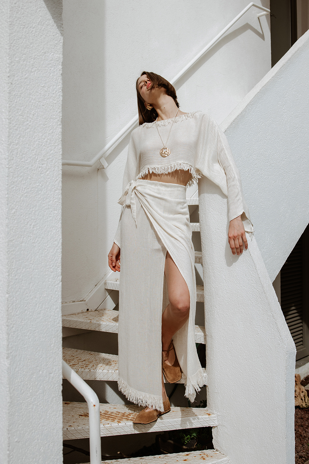 Crinkle Linen Skirt Set