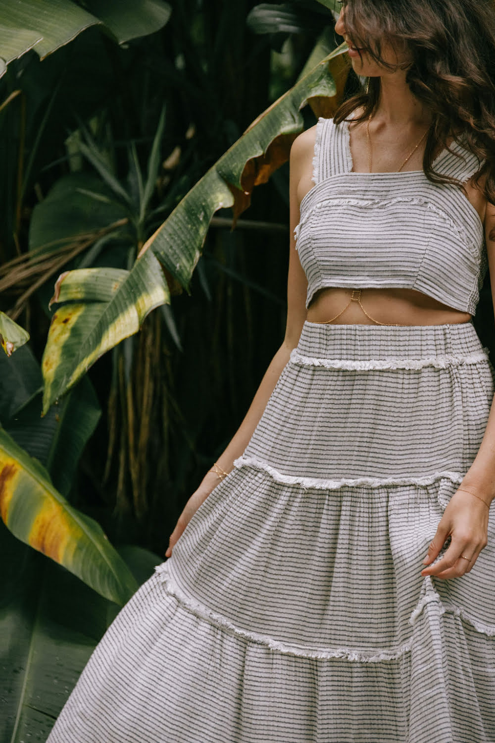 Striped Lyocell  Skirt Set