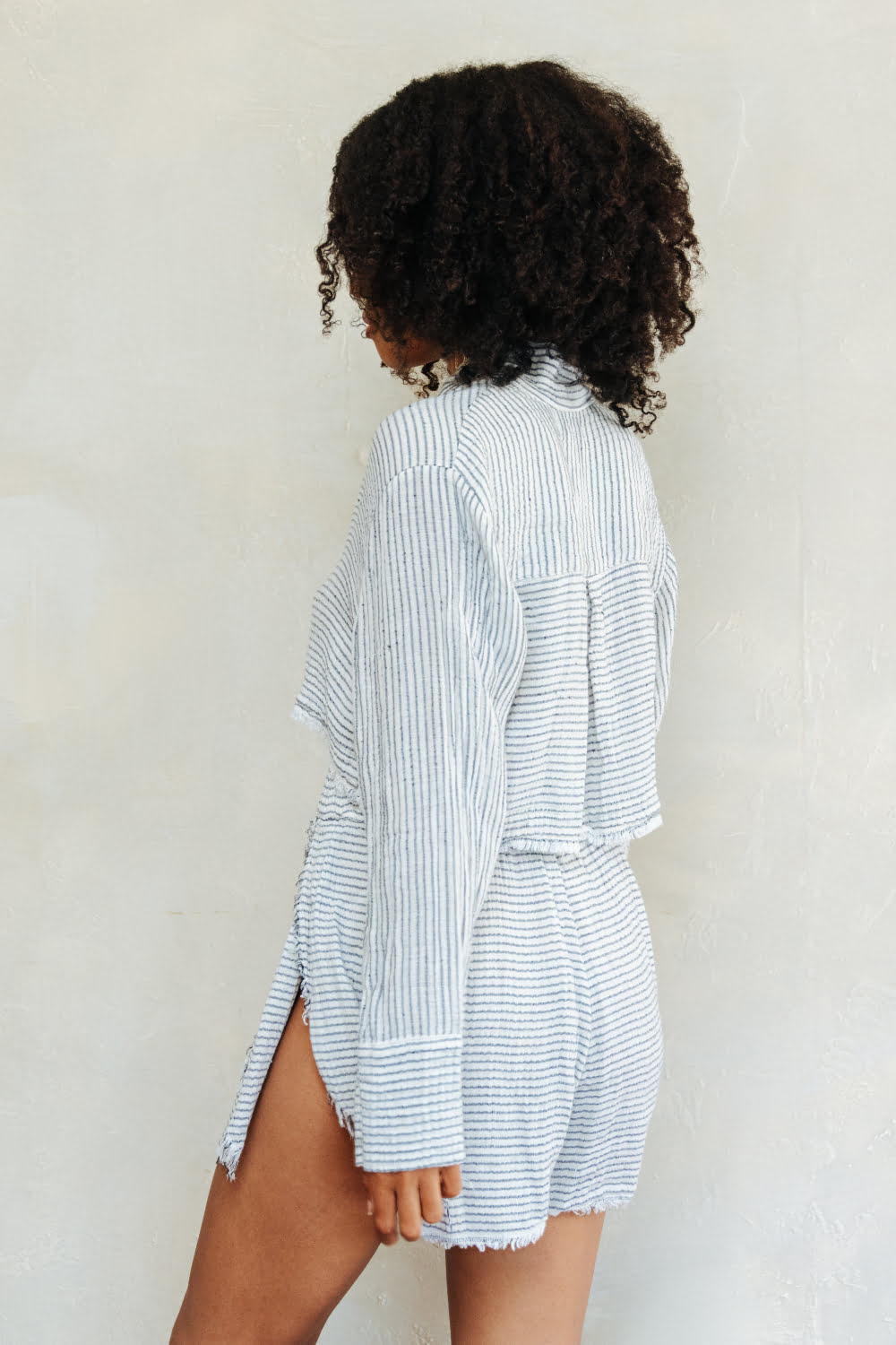 Striped Lyocell  Mini Shorts
