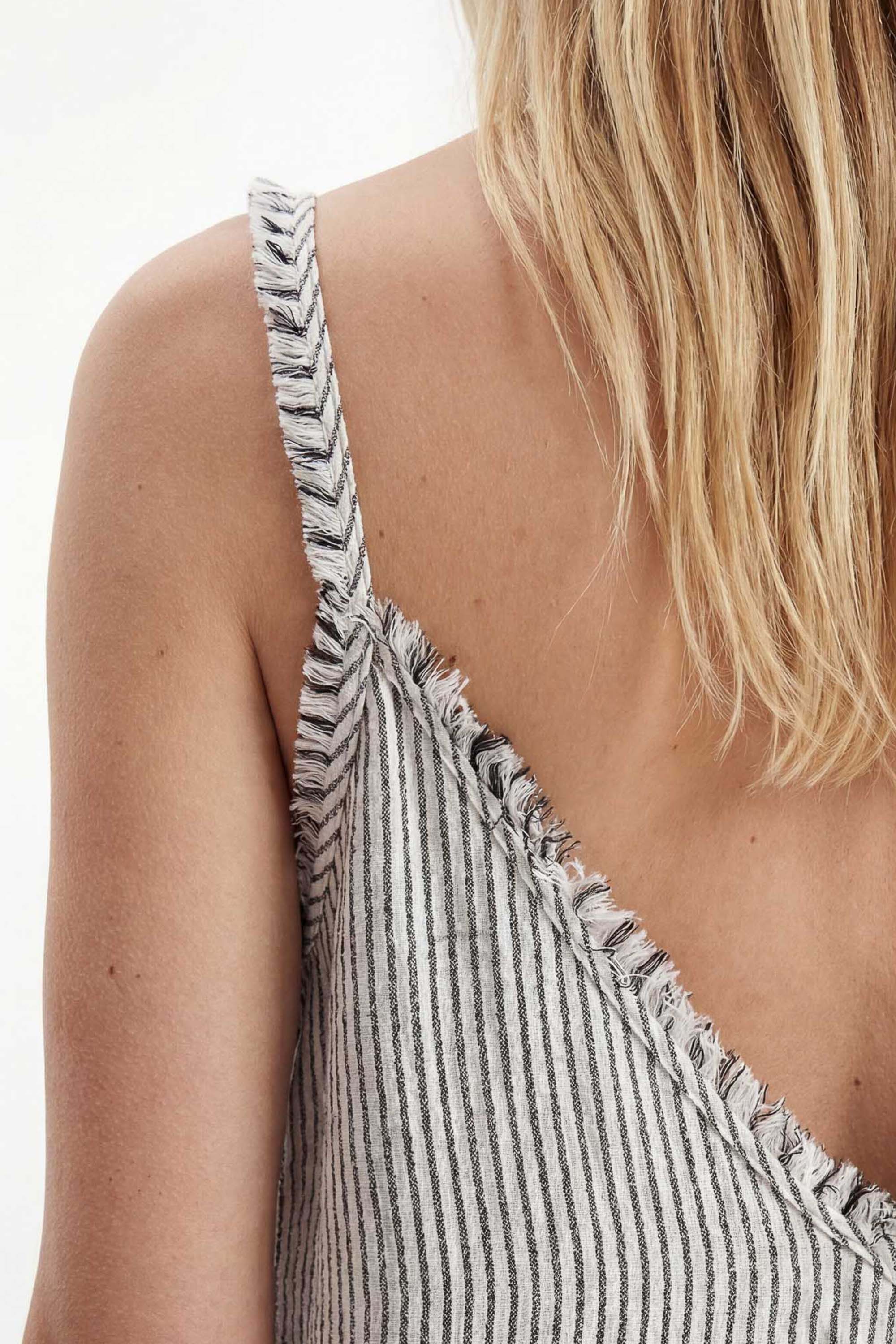 Crinkle Black Striped Strappy Dress