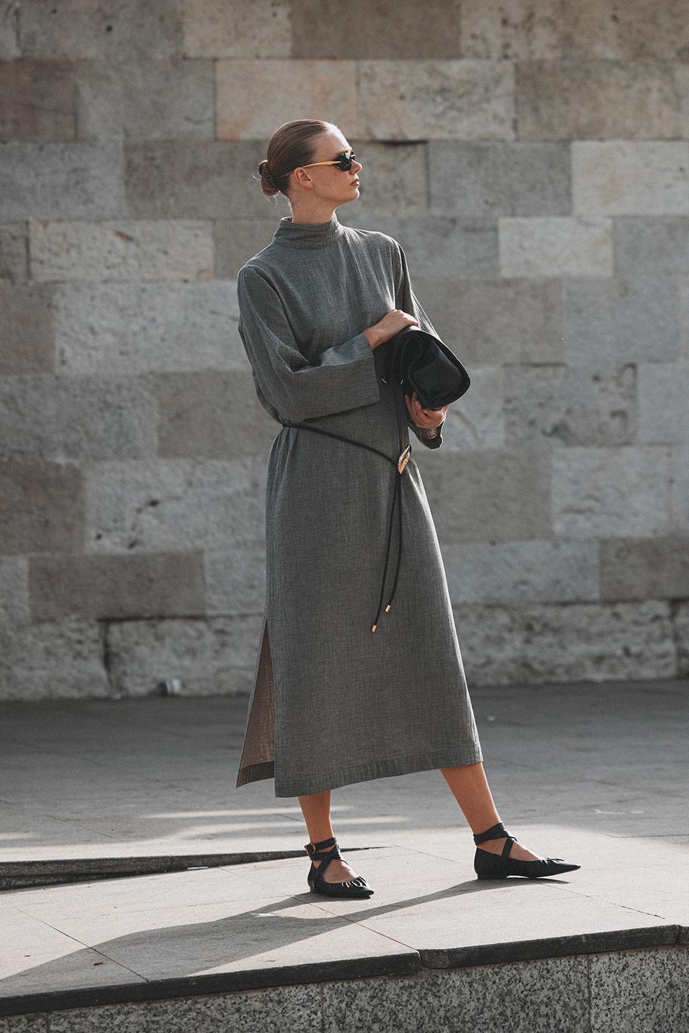 Grey High Neck Dress