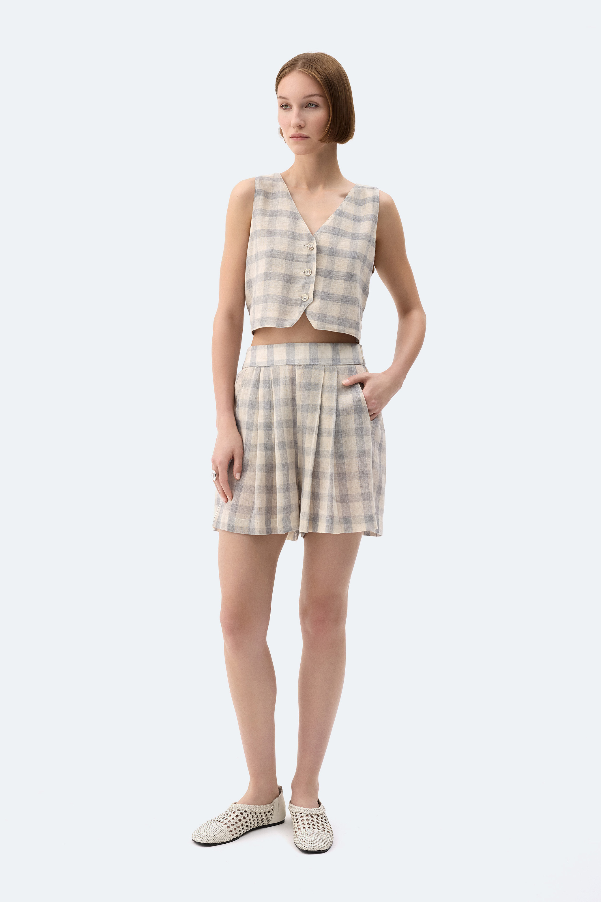 Grey Plaid Waiscoat