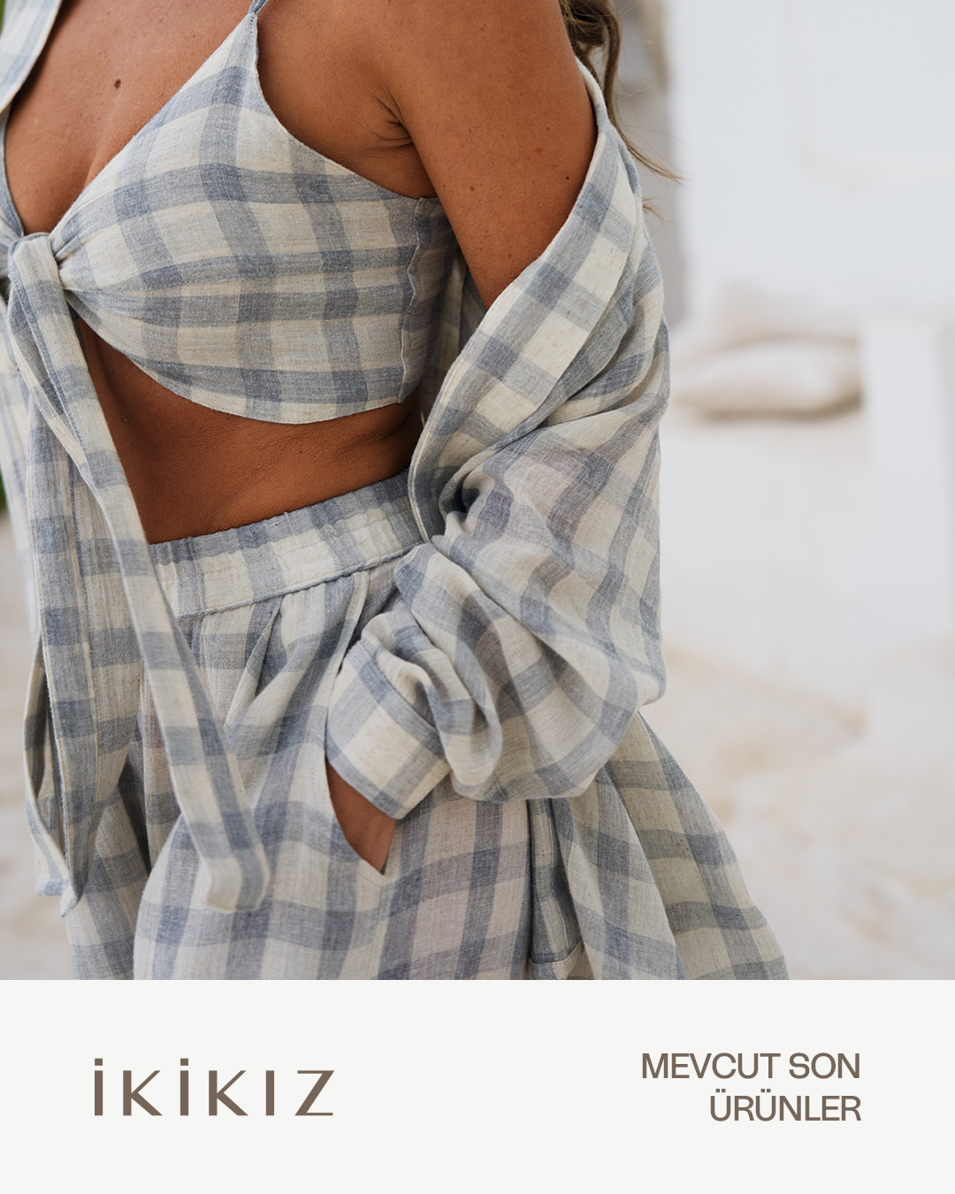 Grey Plaid Bra