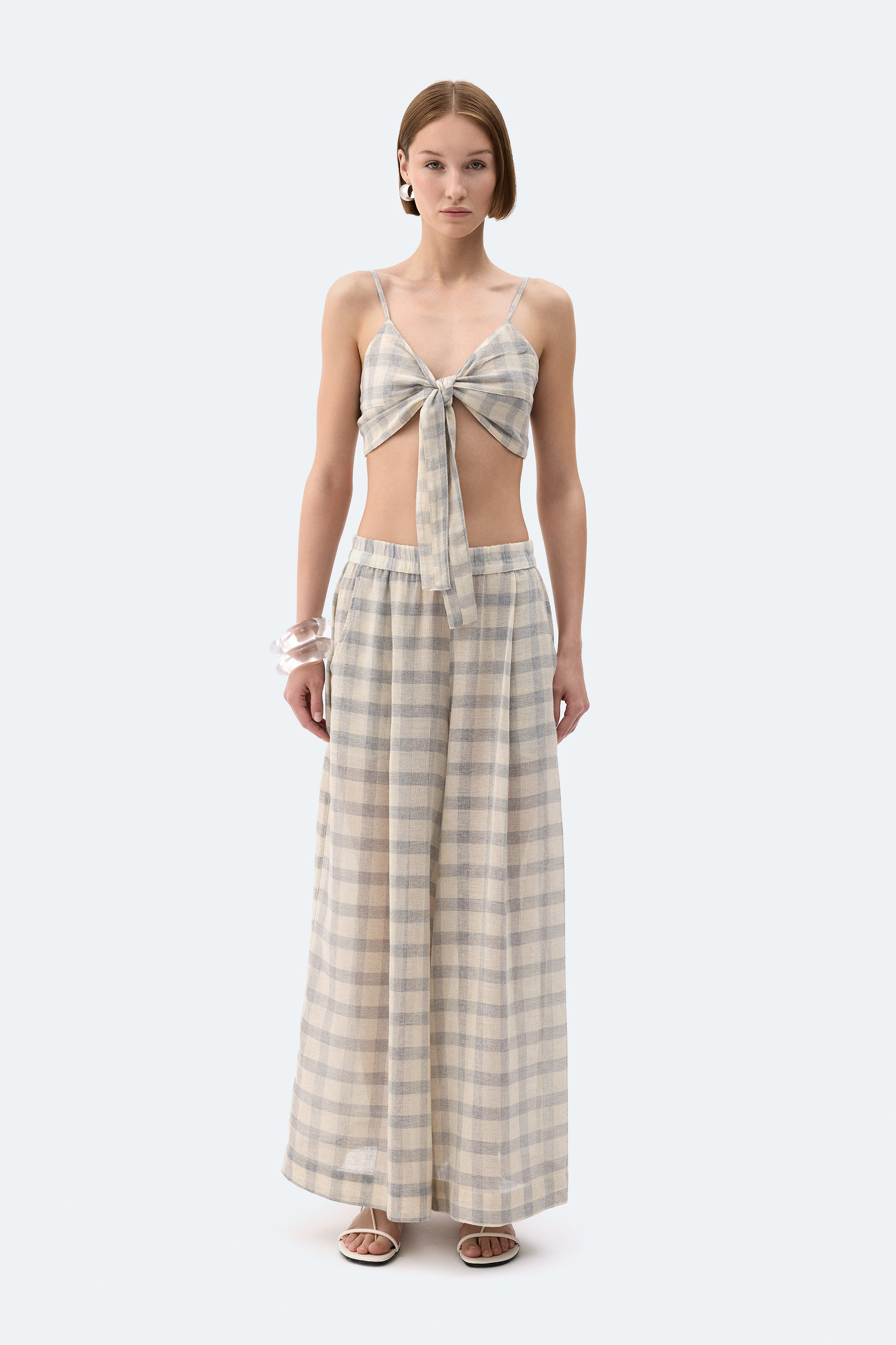 Grey Plaid Bra