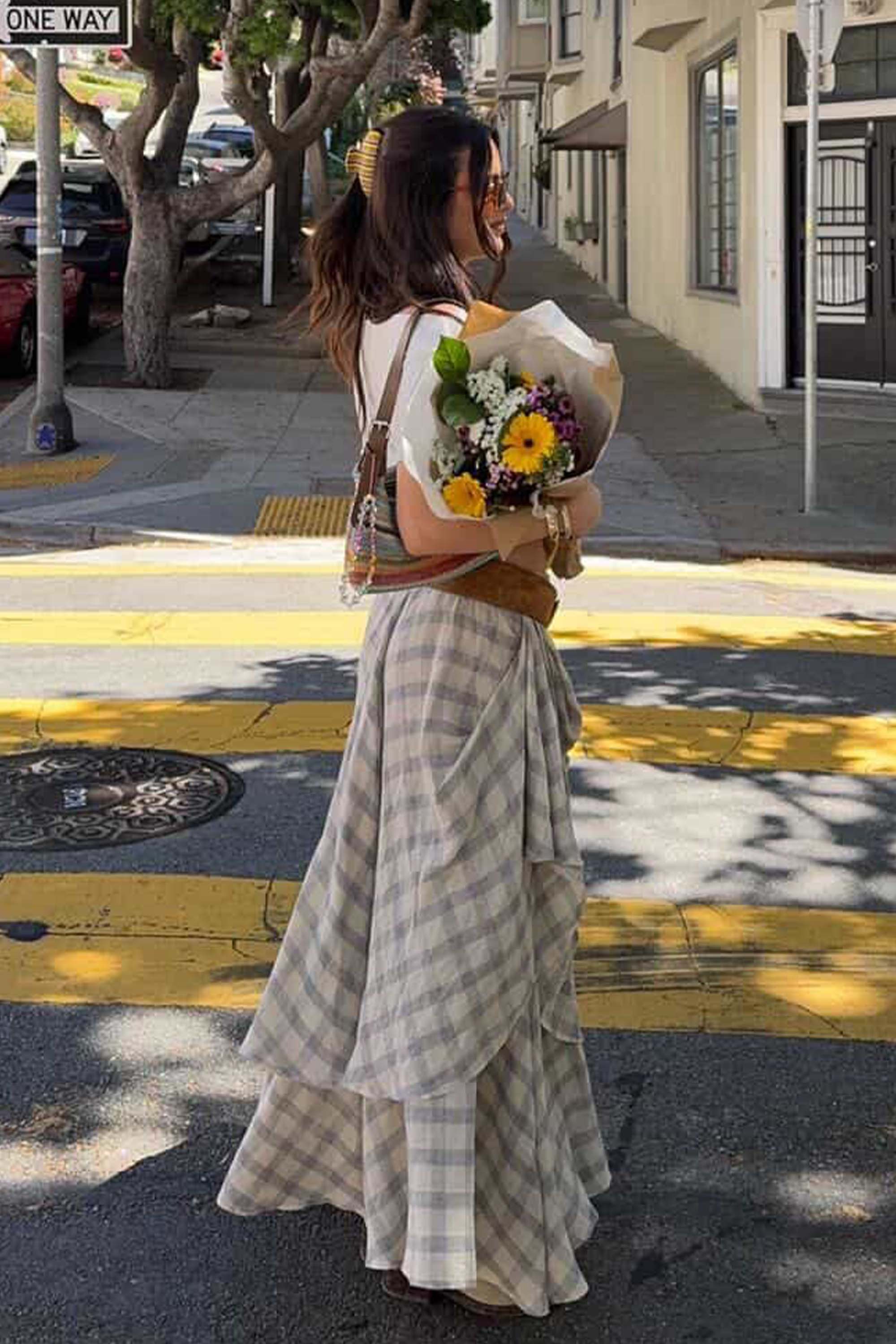 Grey Plaid Skirt