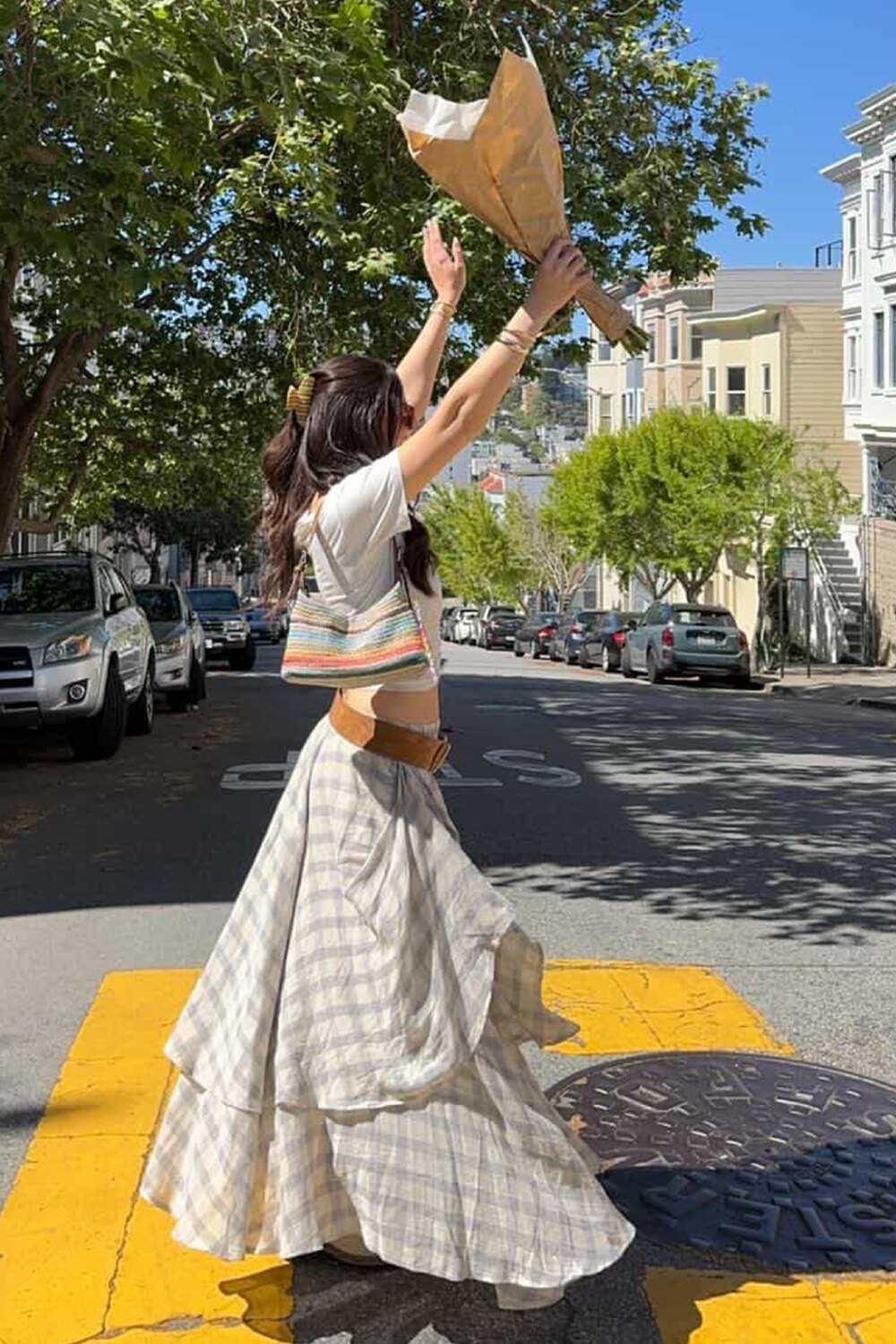 Grey Plaid Skirt