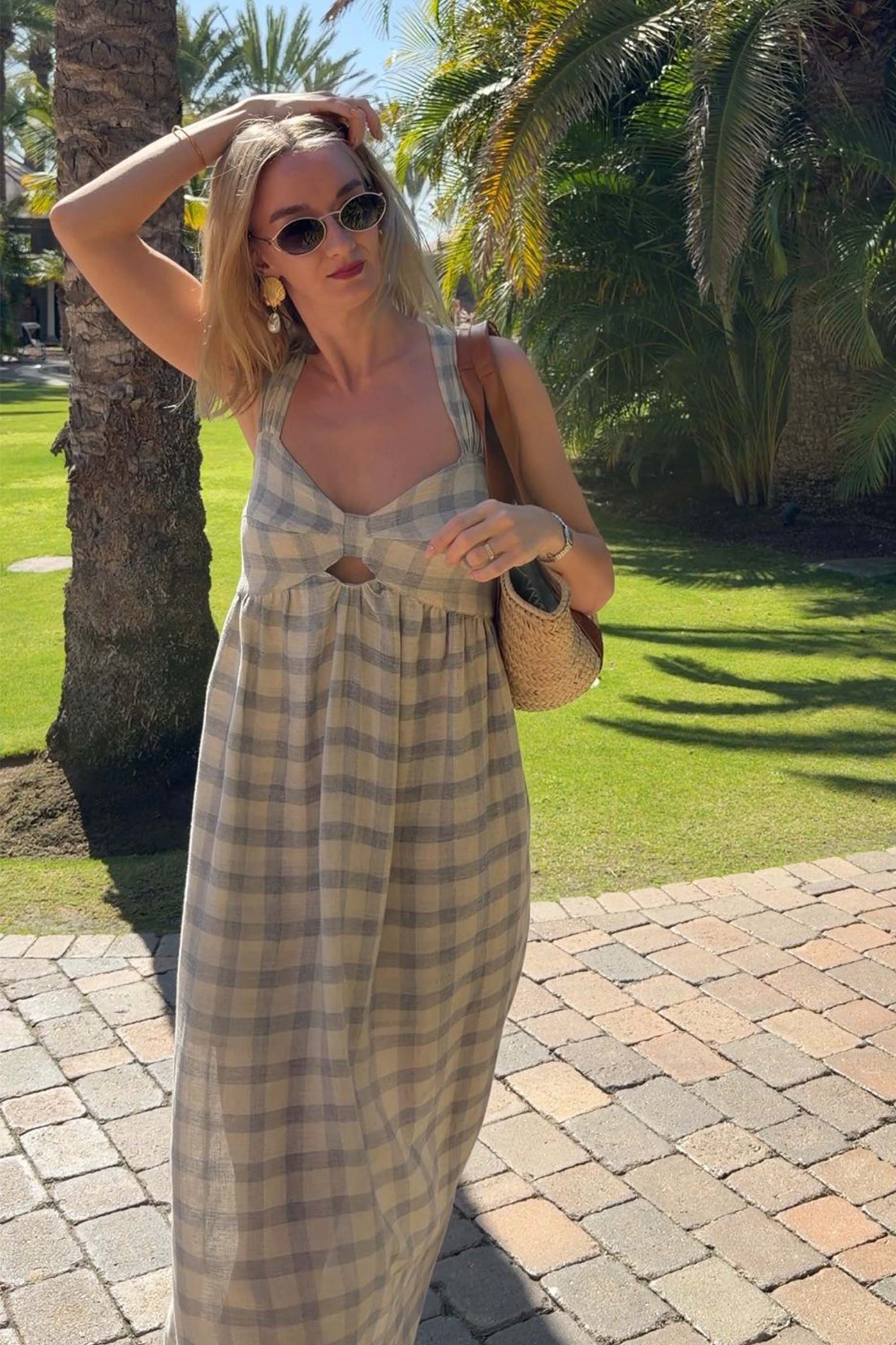 Grey Plaid Strappy Dress