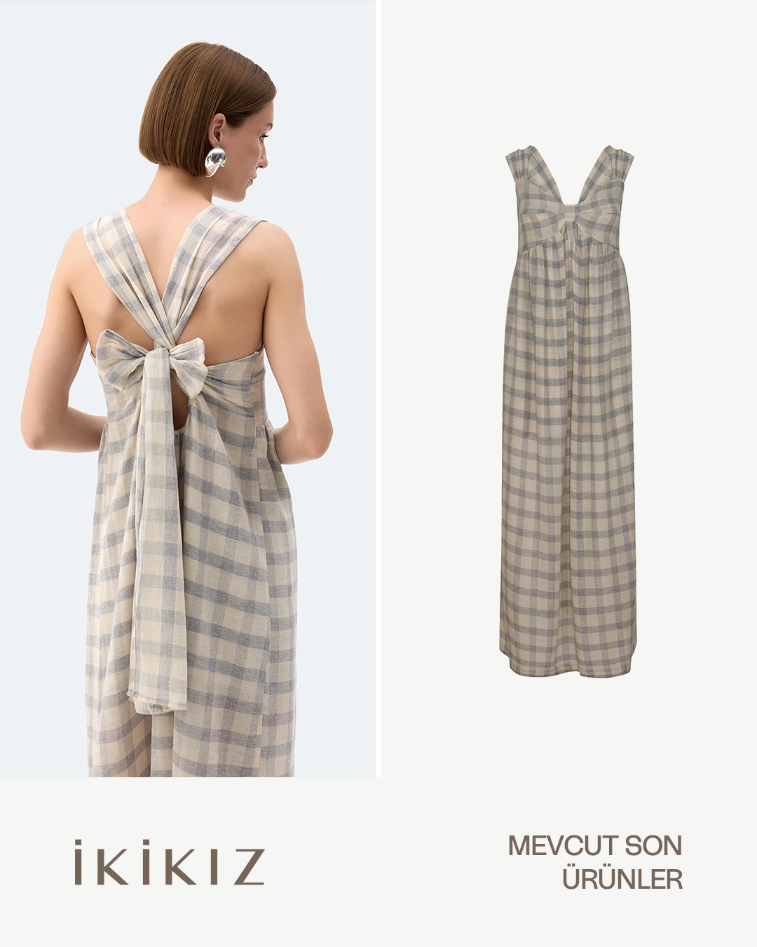 Grey Plaid Strappy Dress