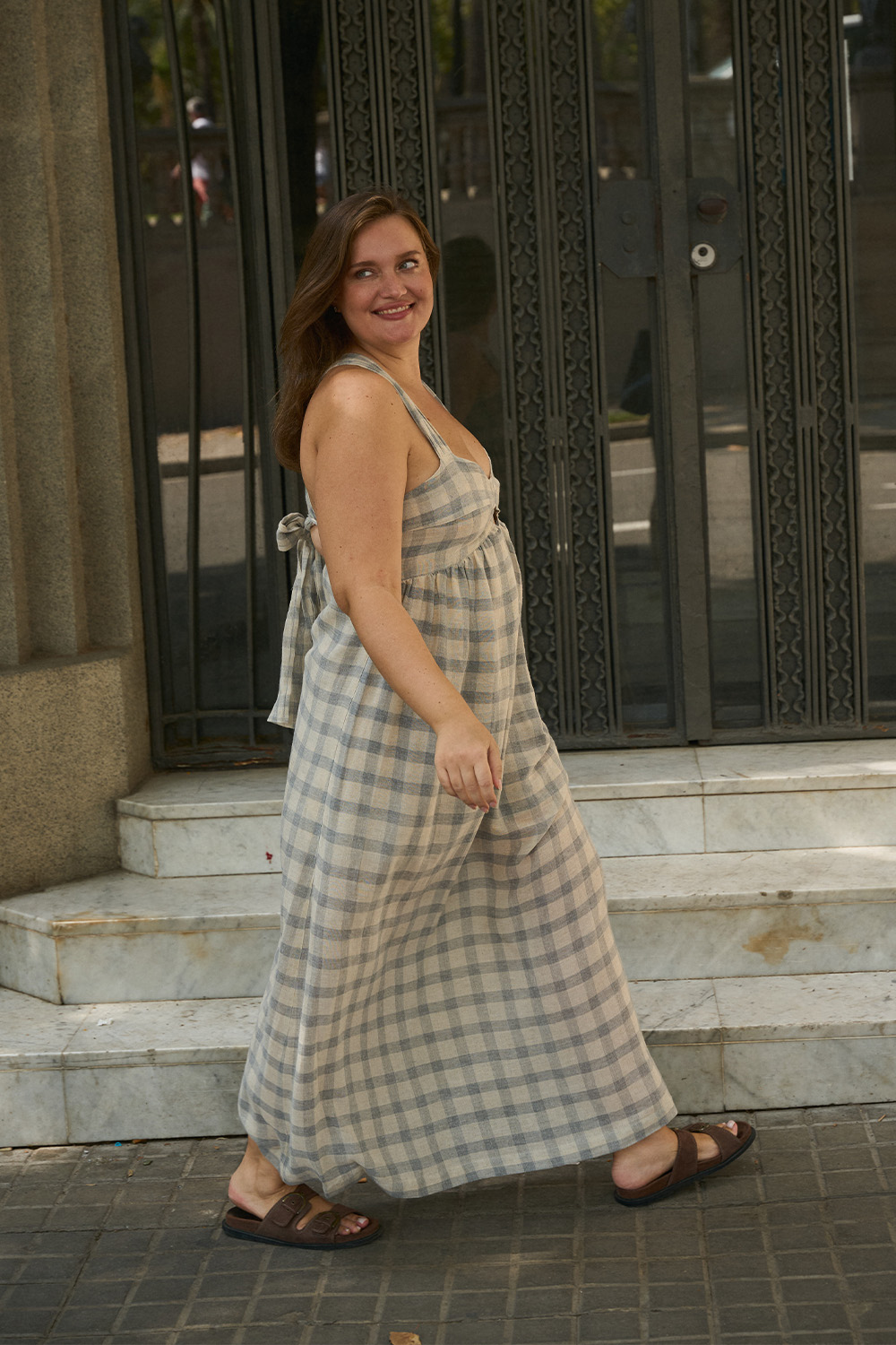 Grey Plaid Strappy Dress