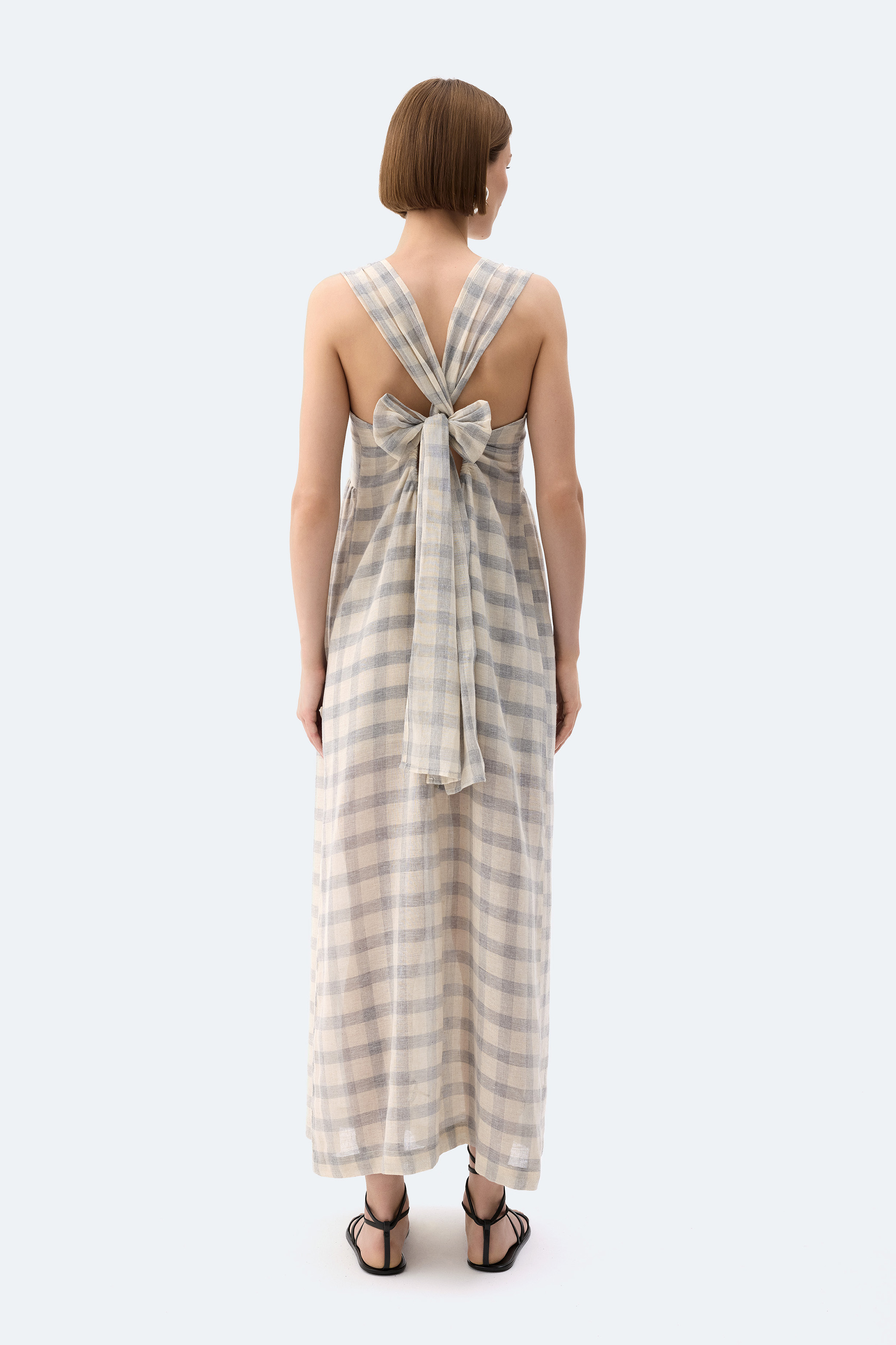 Grey Plaid Strappy Dress