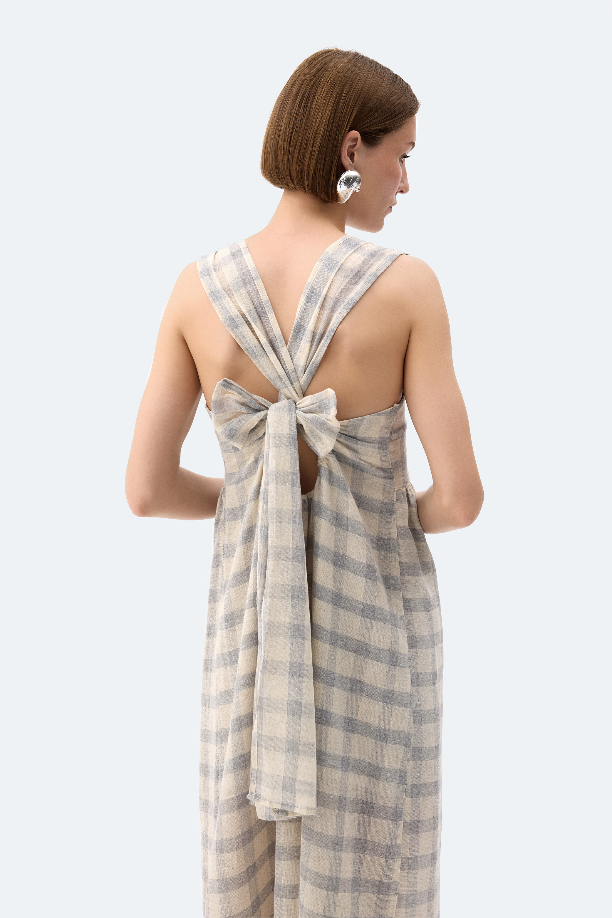 Grey Plaid Strappy Dress