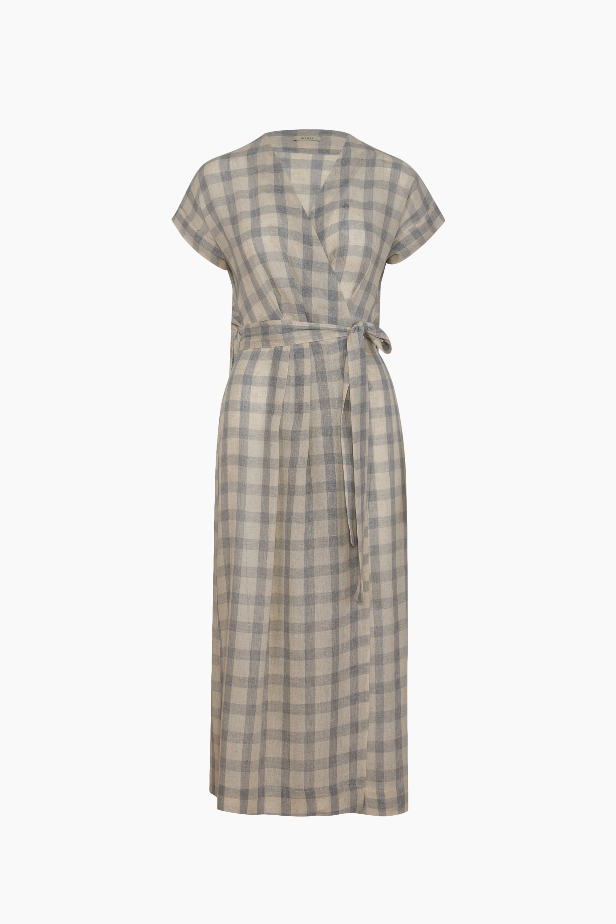 Grey Plaid Wrap Dress