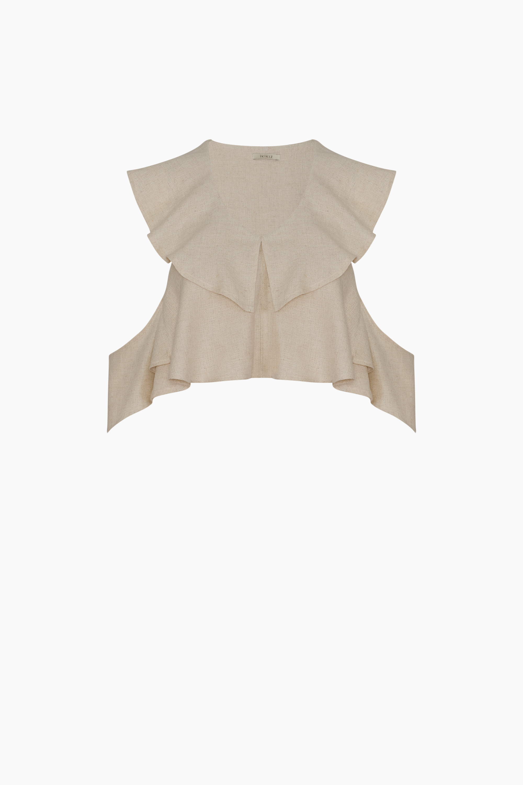 Natural Linen Frilled Blouse