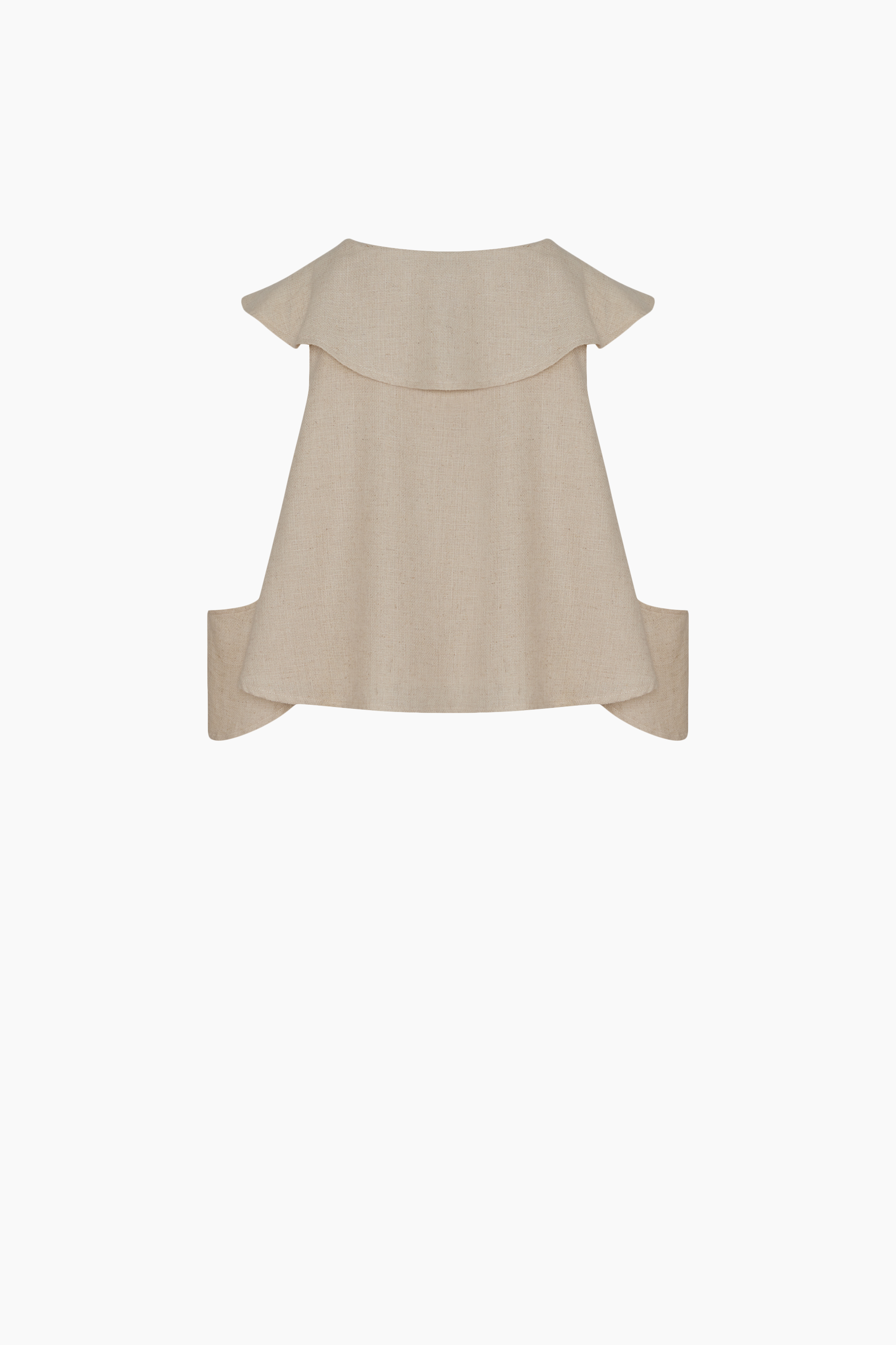 Natural Linen Frilled Blouse