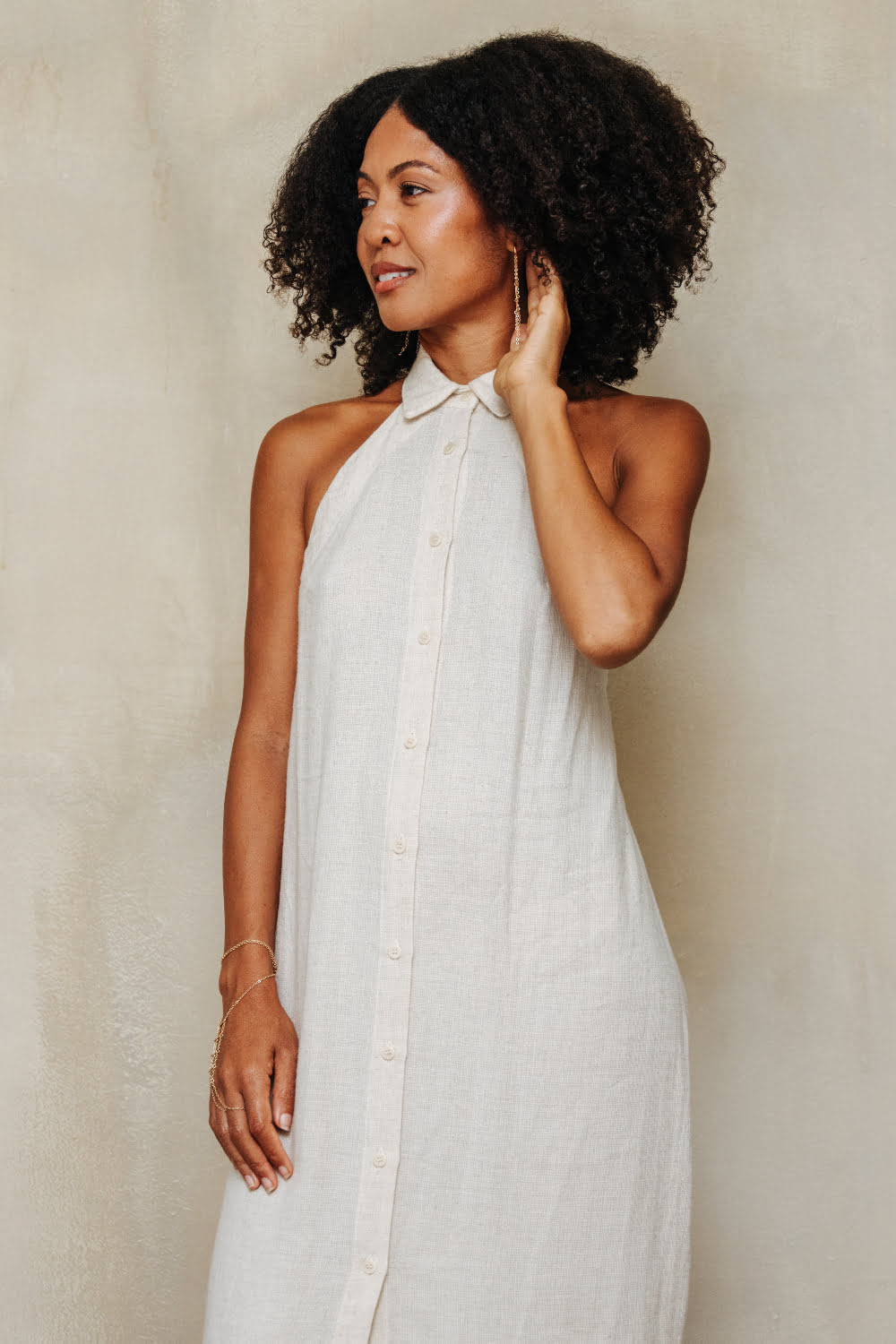 Natural Linen Shirt Dress