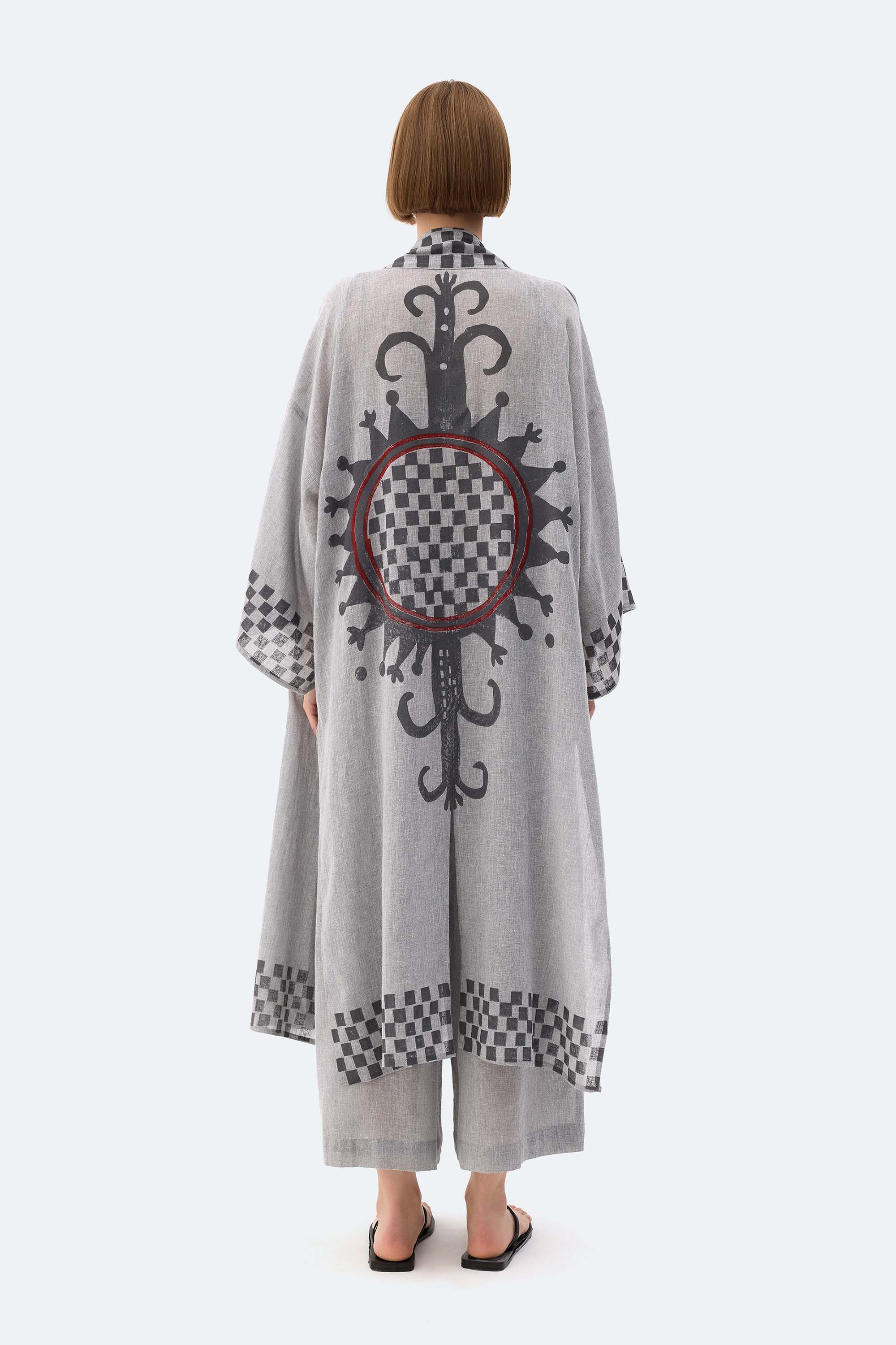 Grey Checkered Kimono