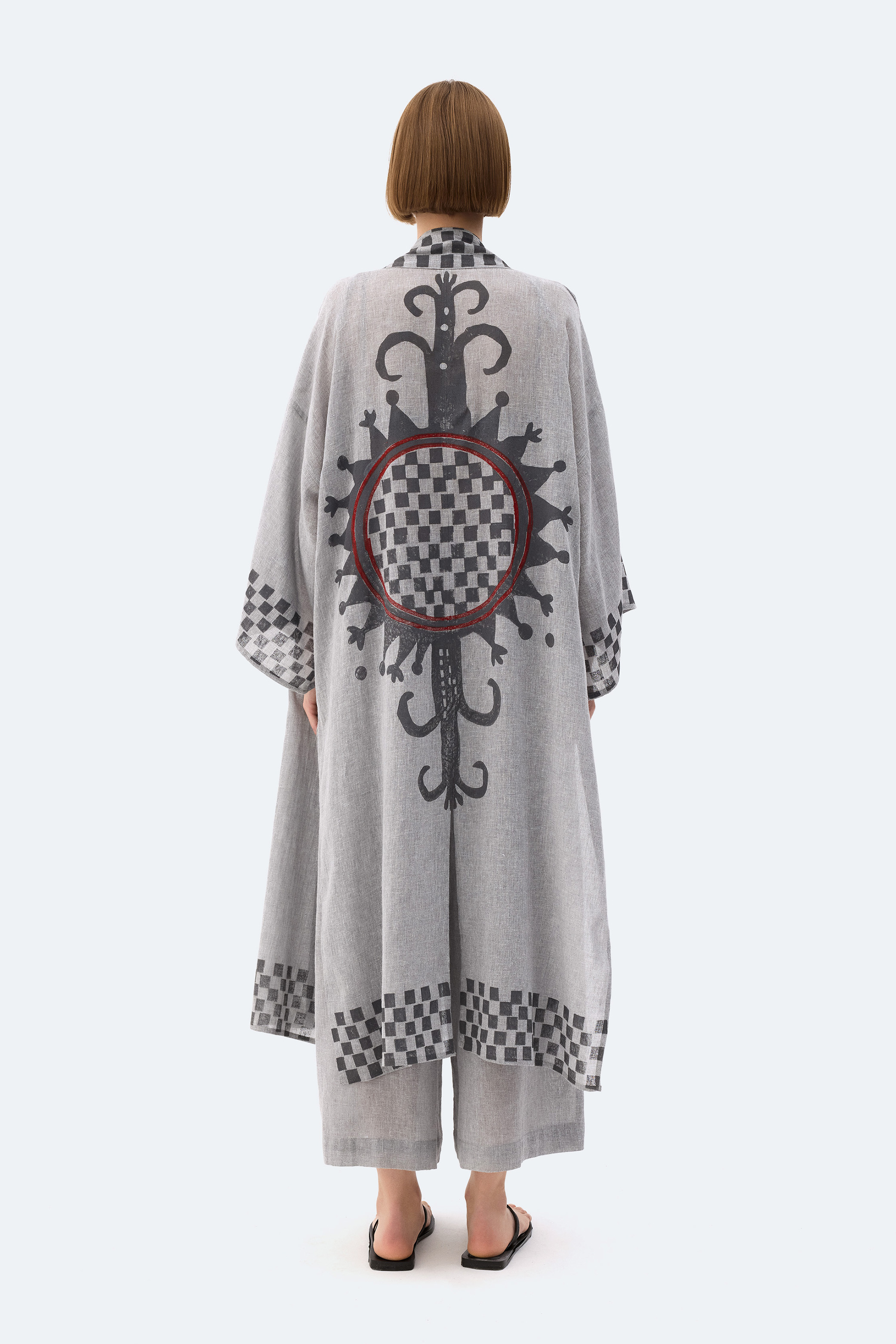 Grey Checkered Kimono