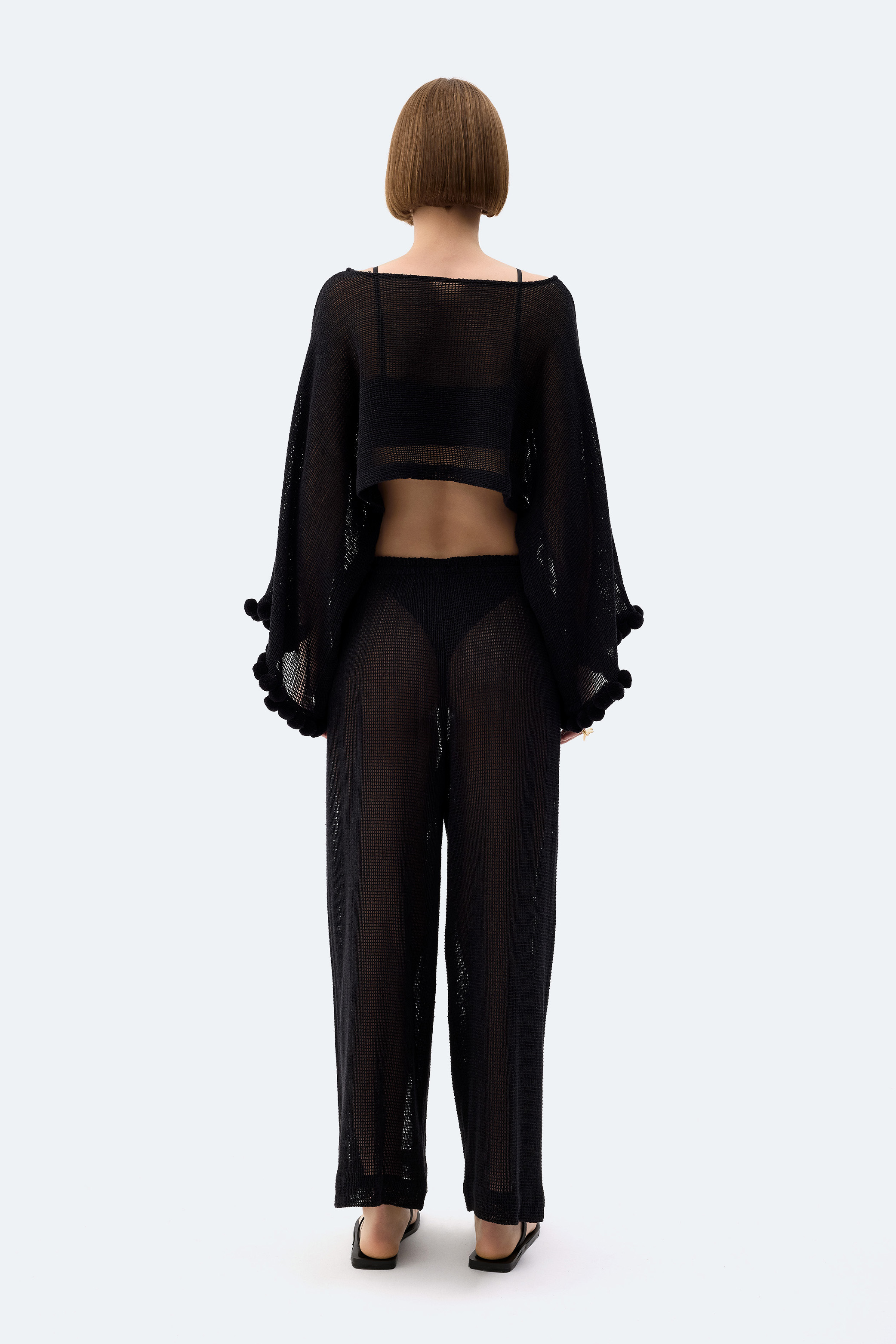 Black Croched Crop Blouse