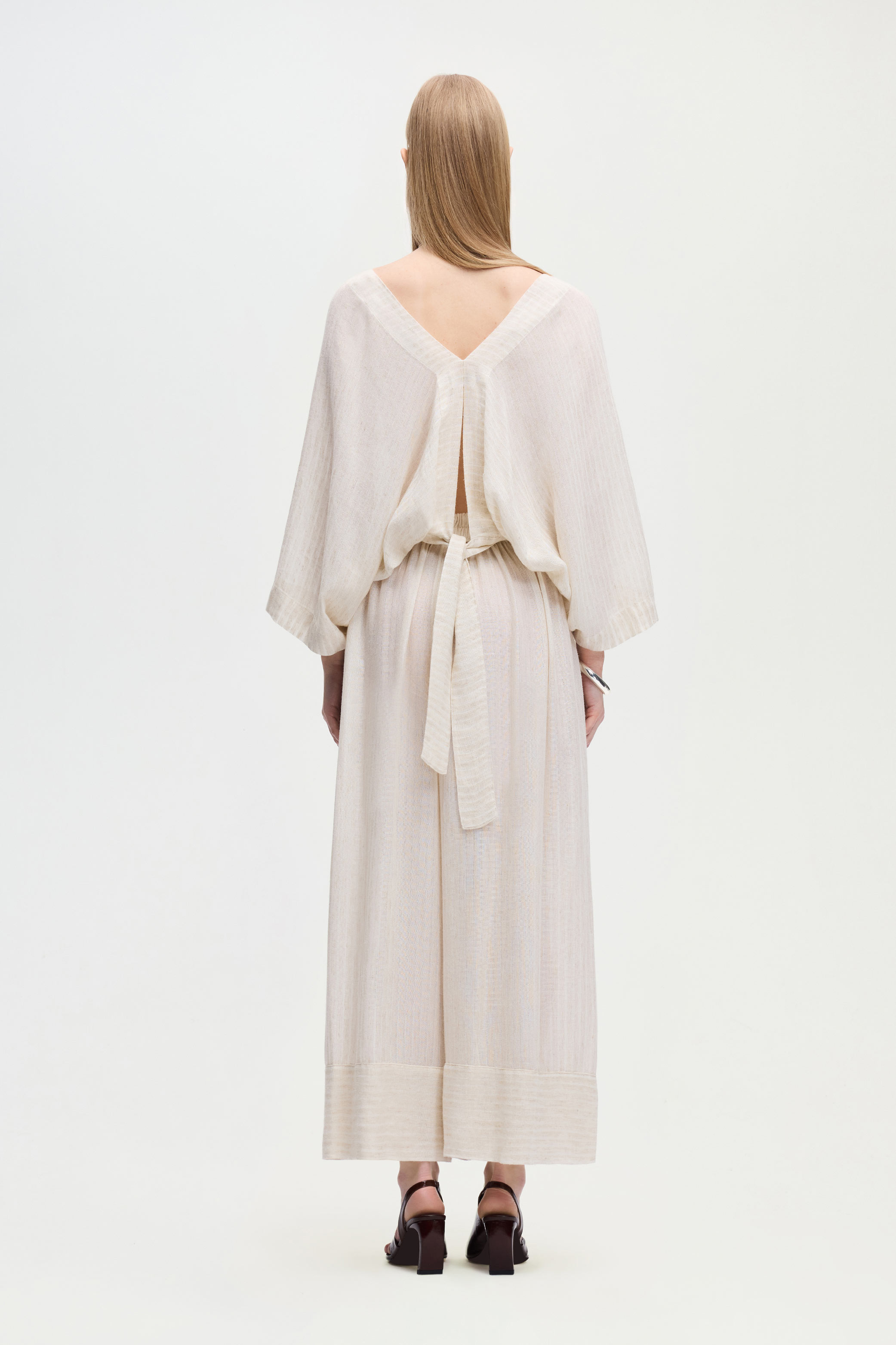 Natural Pleated Palazzo Pants