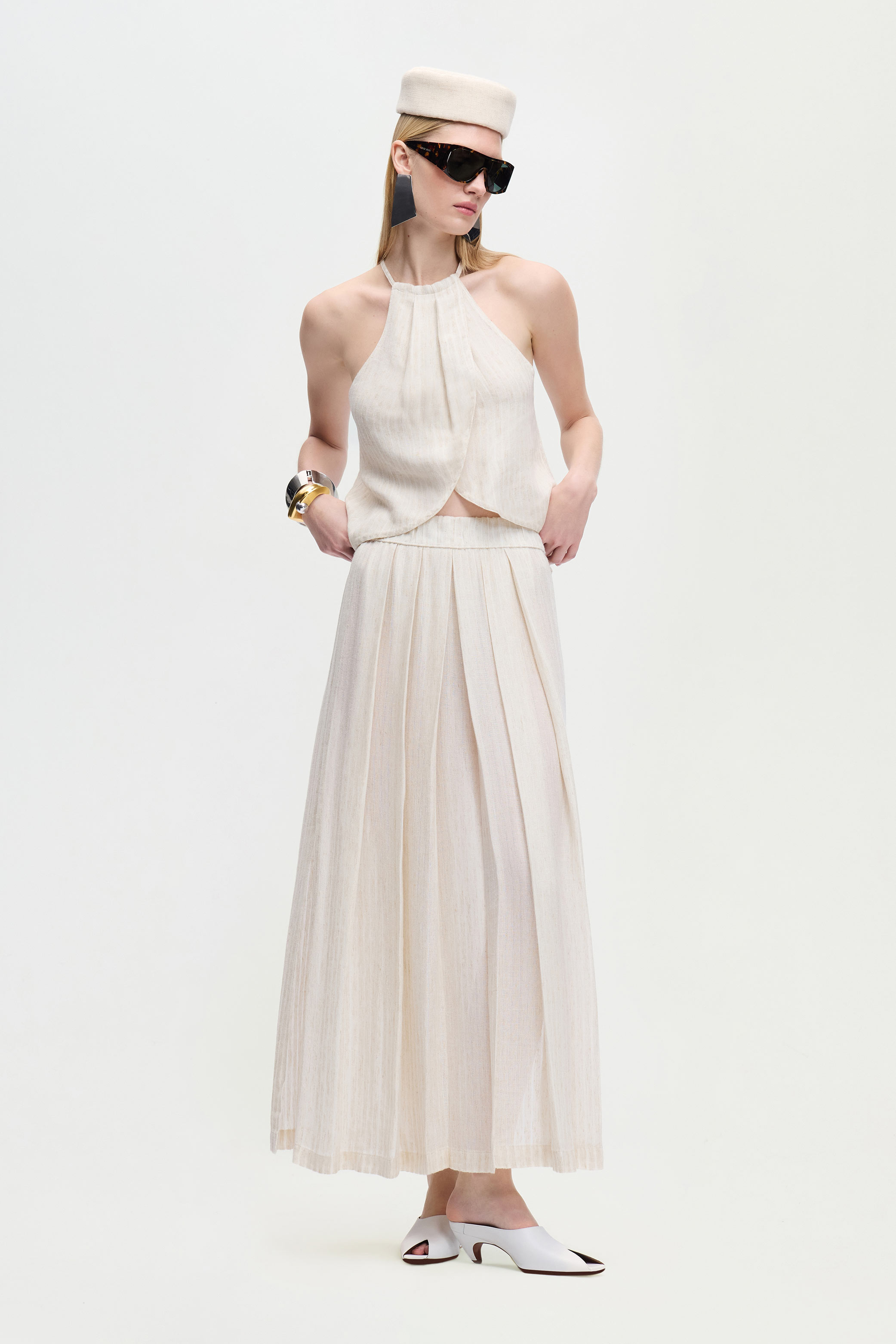 Natural Pleated Skirt