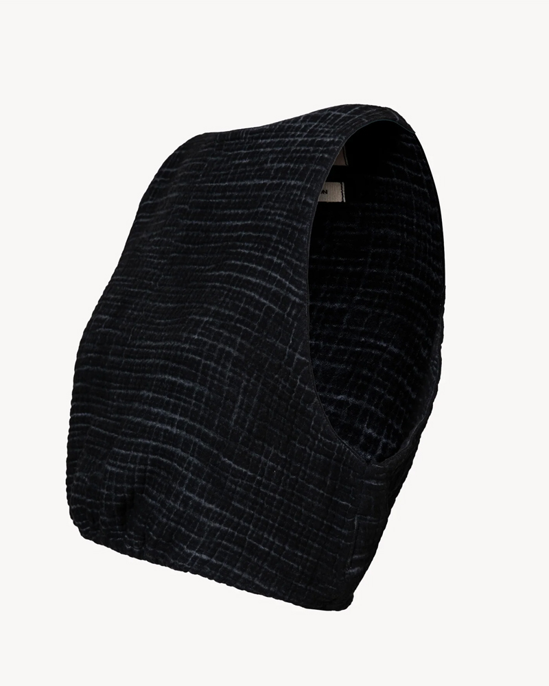 Crinkle Black Tank Top 