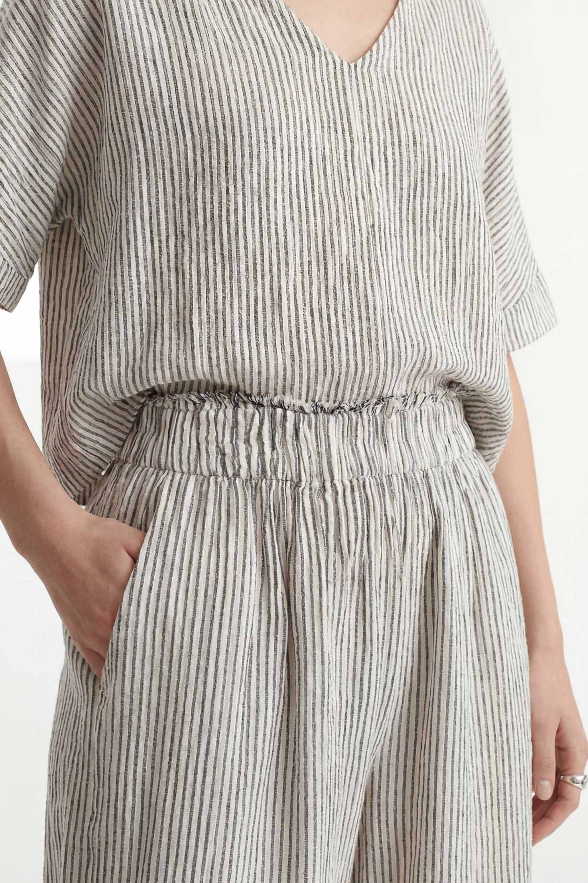 Striped Linen Palazzo Pants