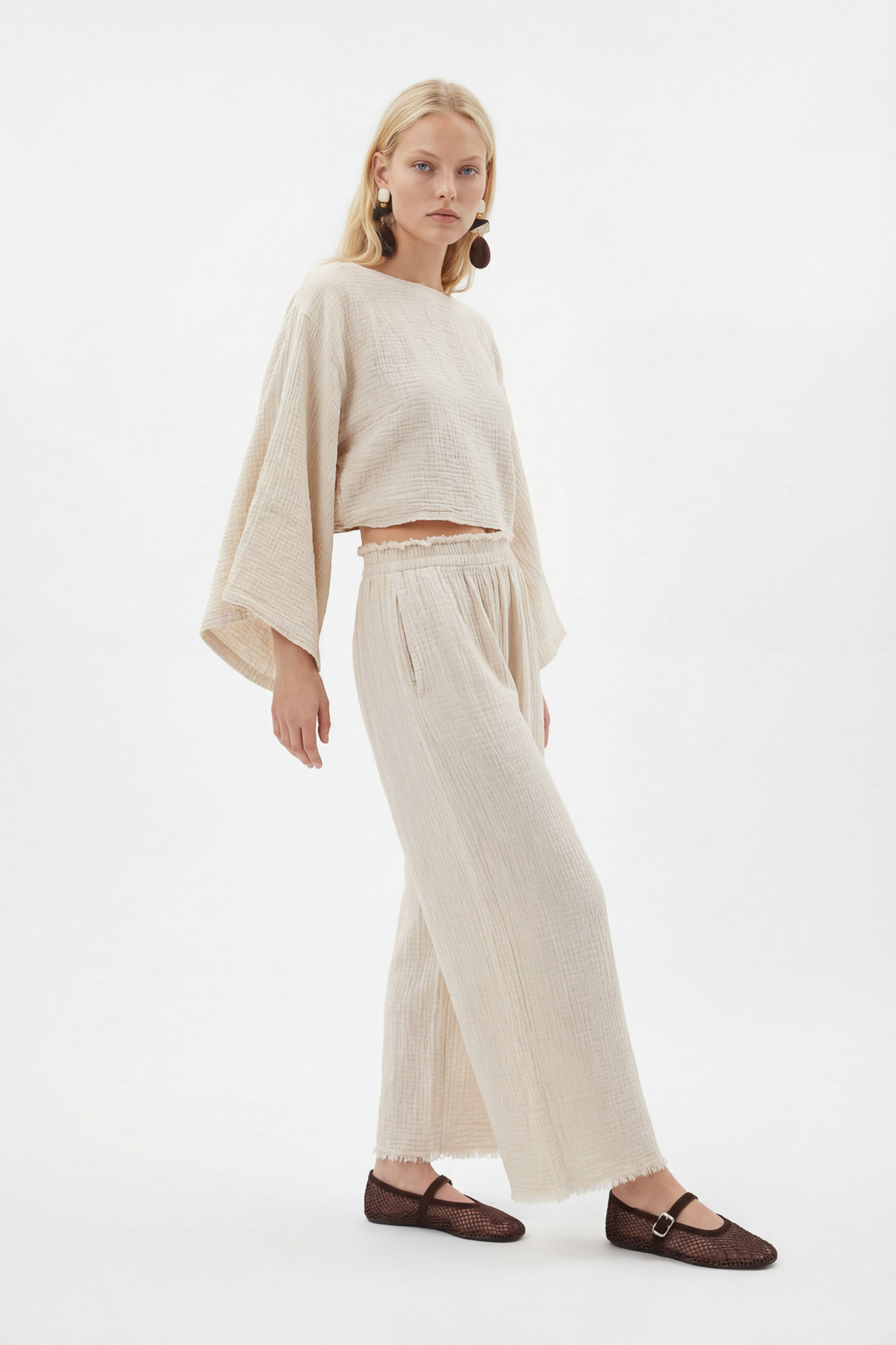 Crinkle Sırtı Açık Bluz