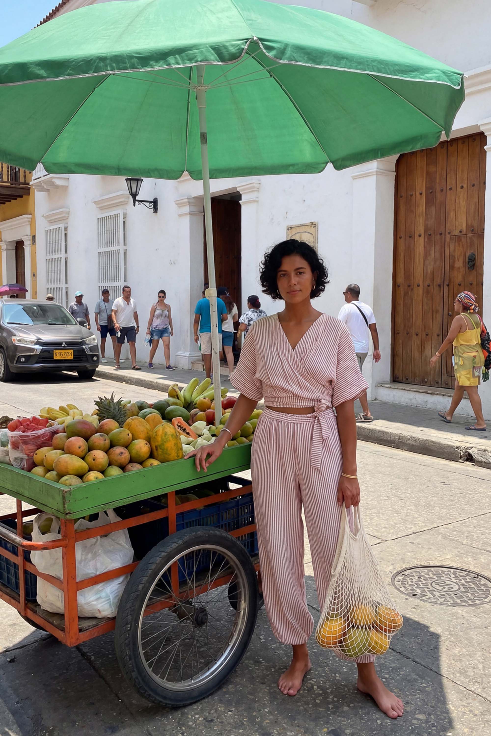 Crinkle Kırmızı Çizgili Bağlamalı Bluz