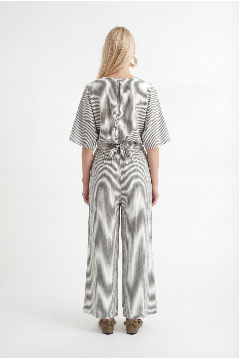 Crinkle Black Striped Pocket Pants