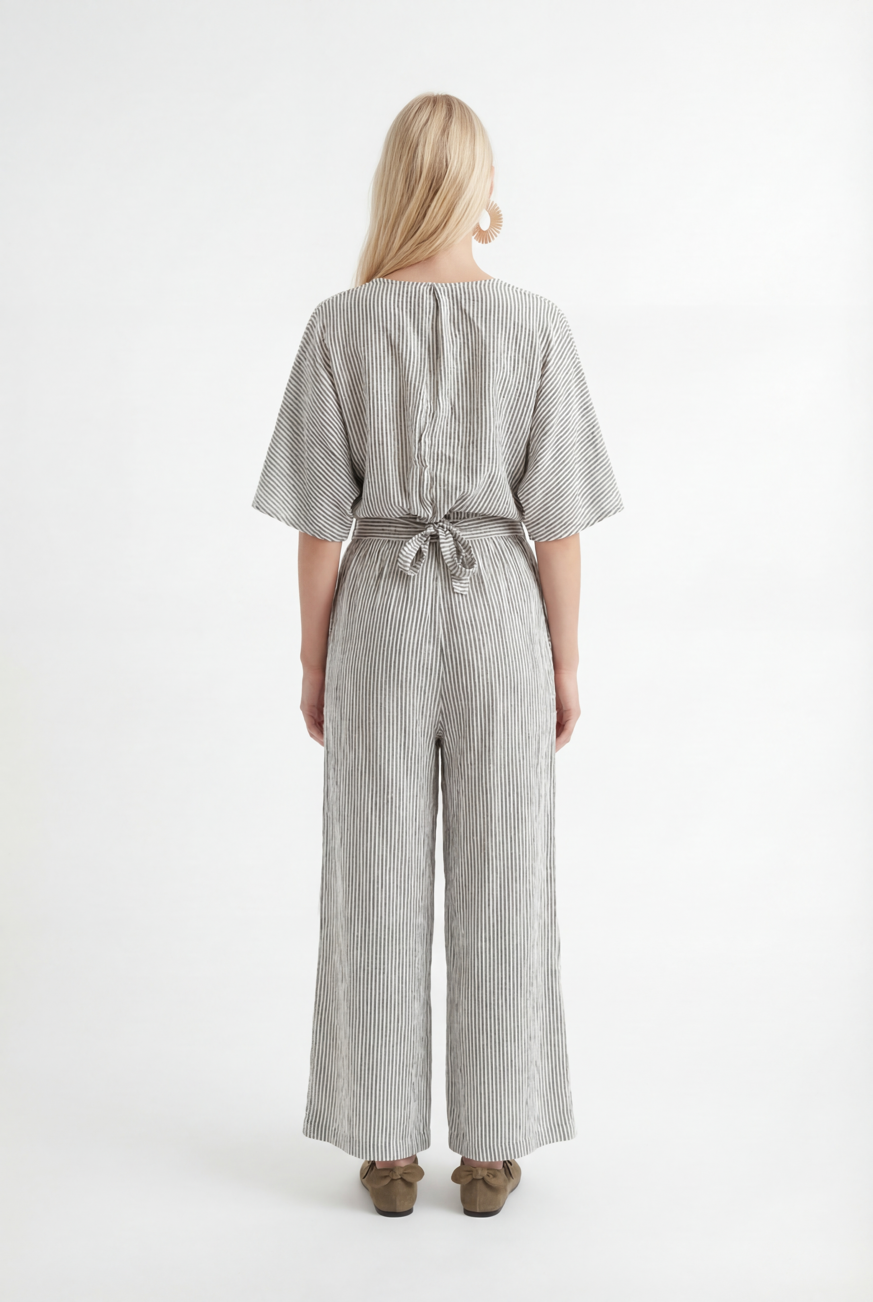 Crinkle Black Striped Pocket Pants