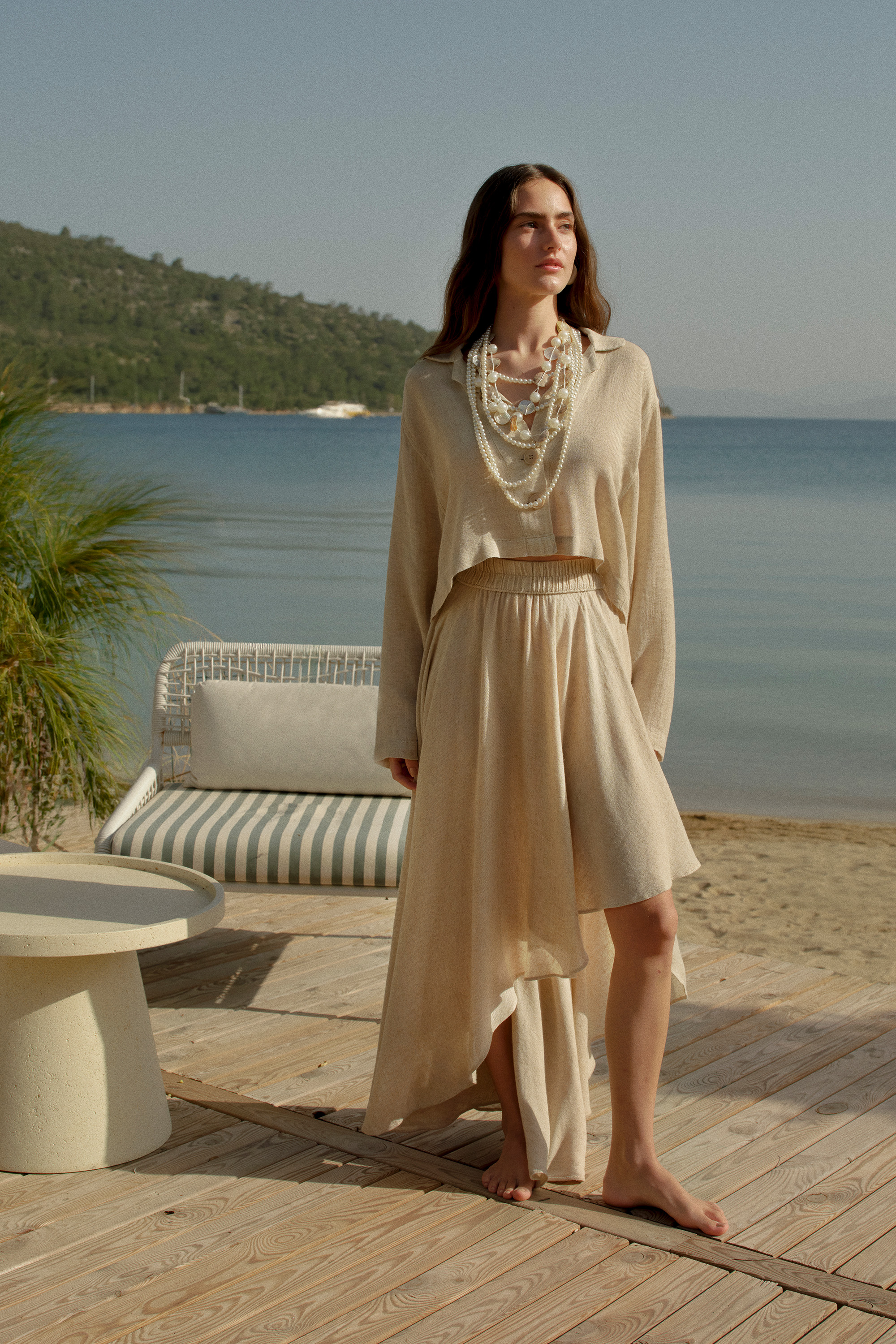 Tencel Linen Asymmetrical Skirt