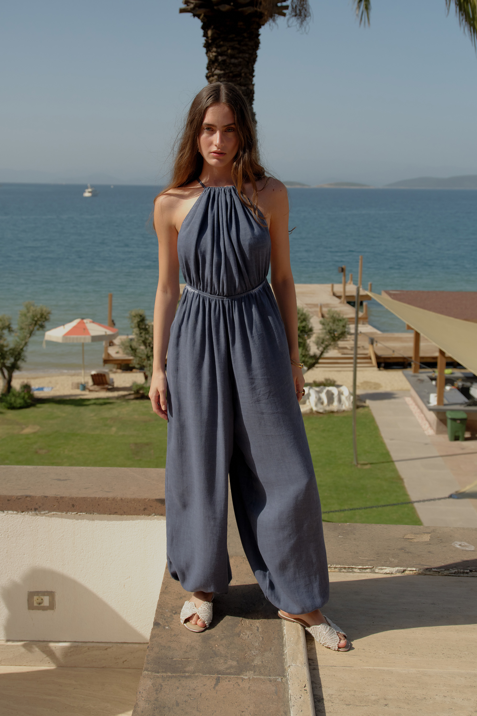 Linen Navy Jumpsuit