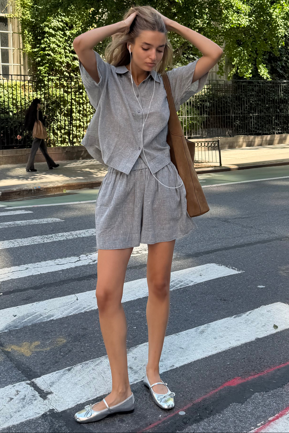 Gray Linen Shorts
