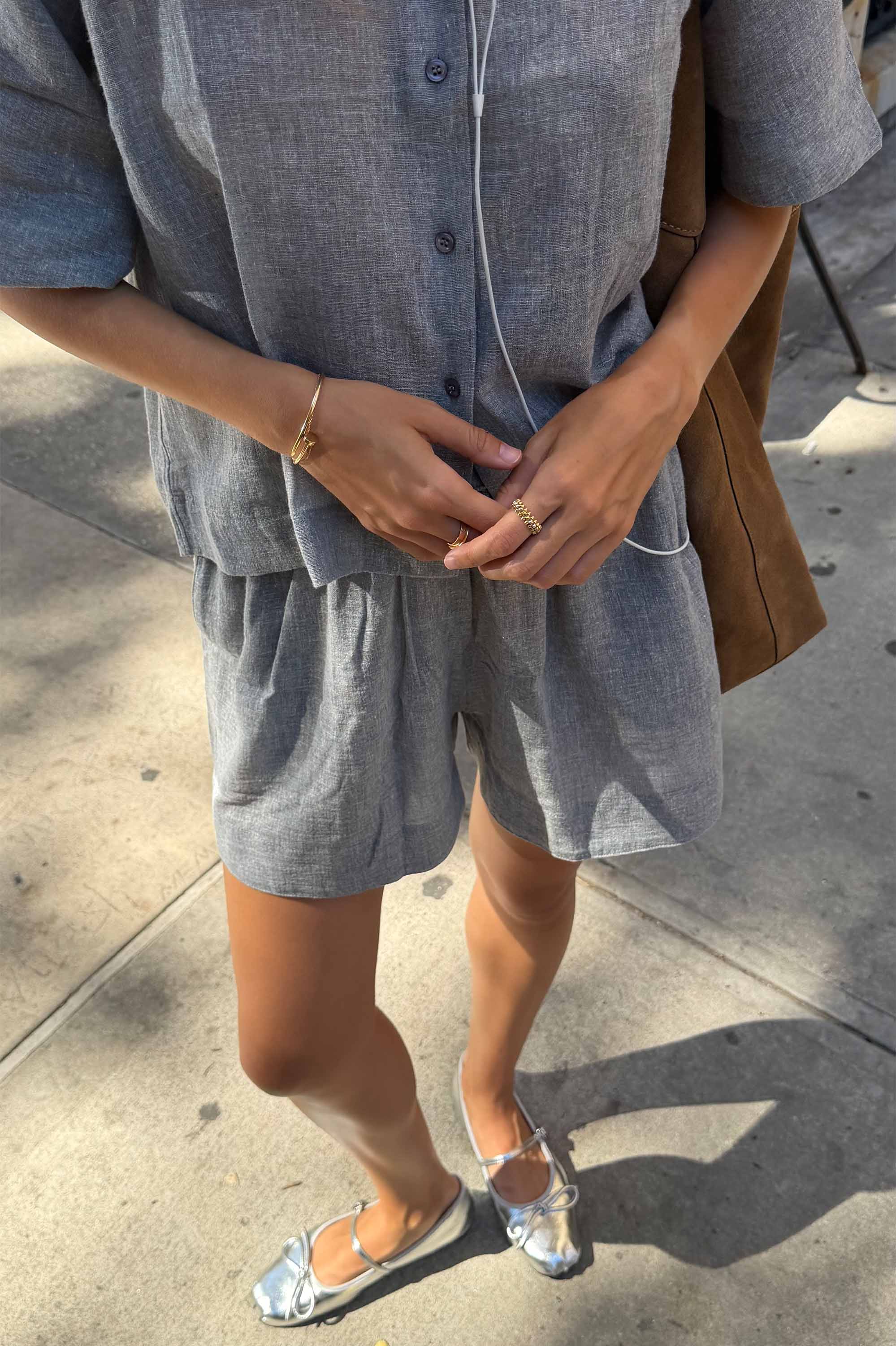 Gray Linen Shorts