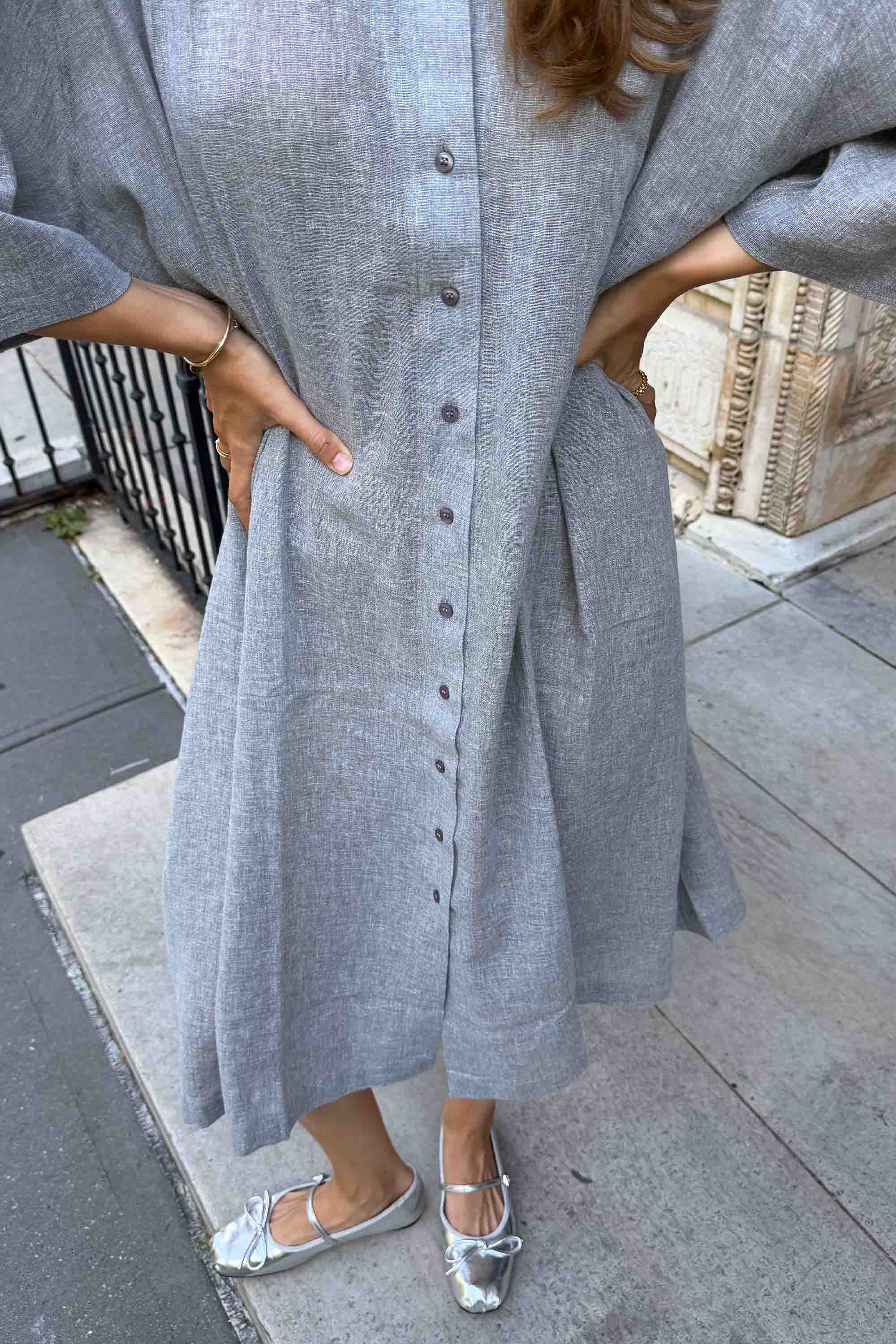 Gray Linen Shirt Dress