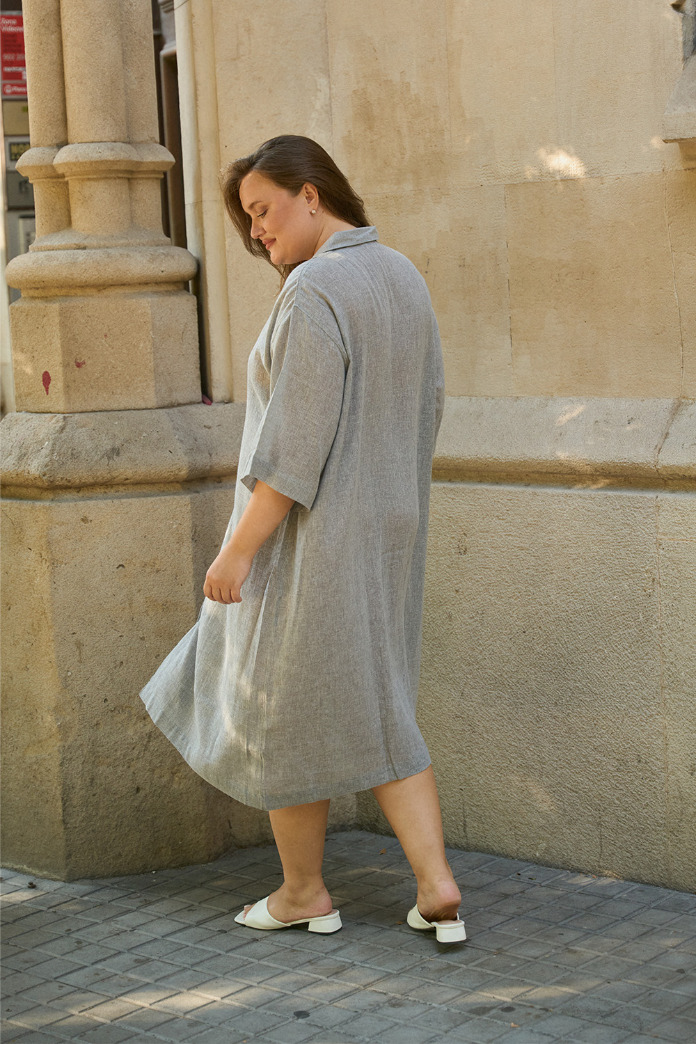Gray Linen Shirt Dress
