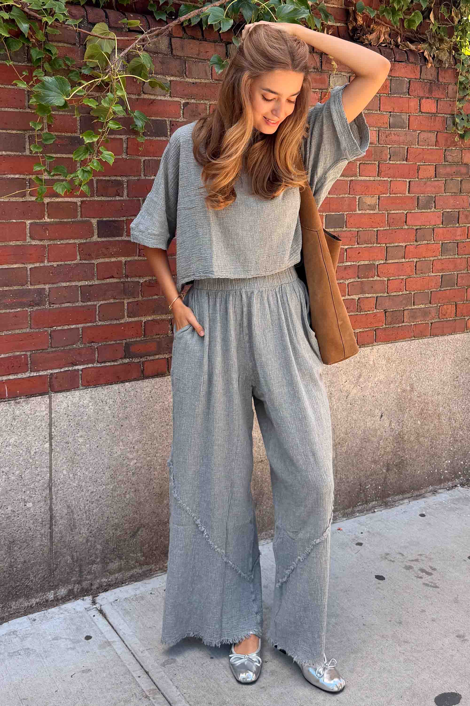 Crinkle Linen Palazzo Pants