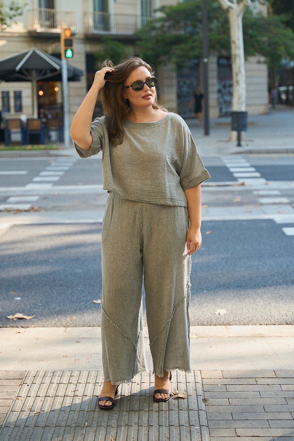 Crinkle Linen Palazzo Pants