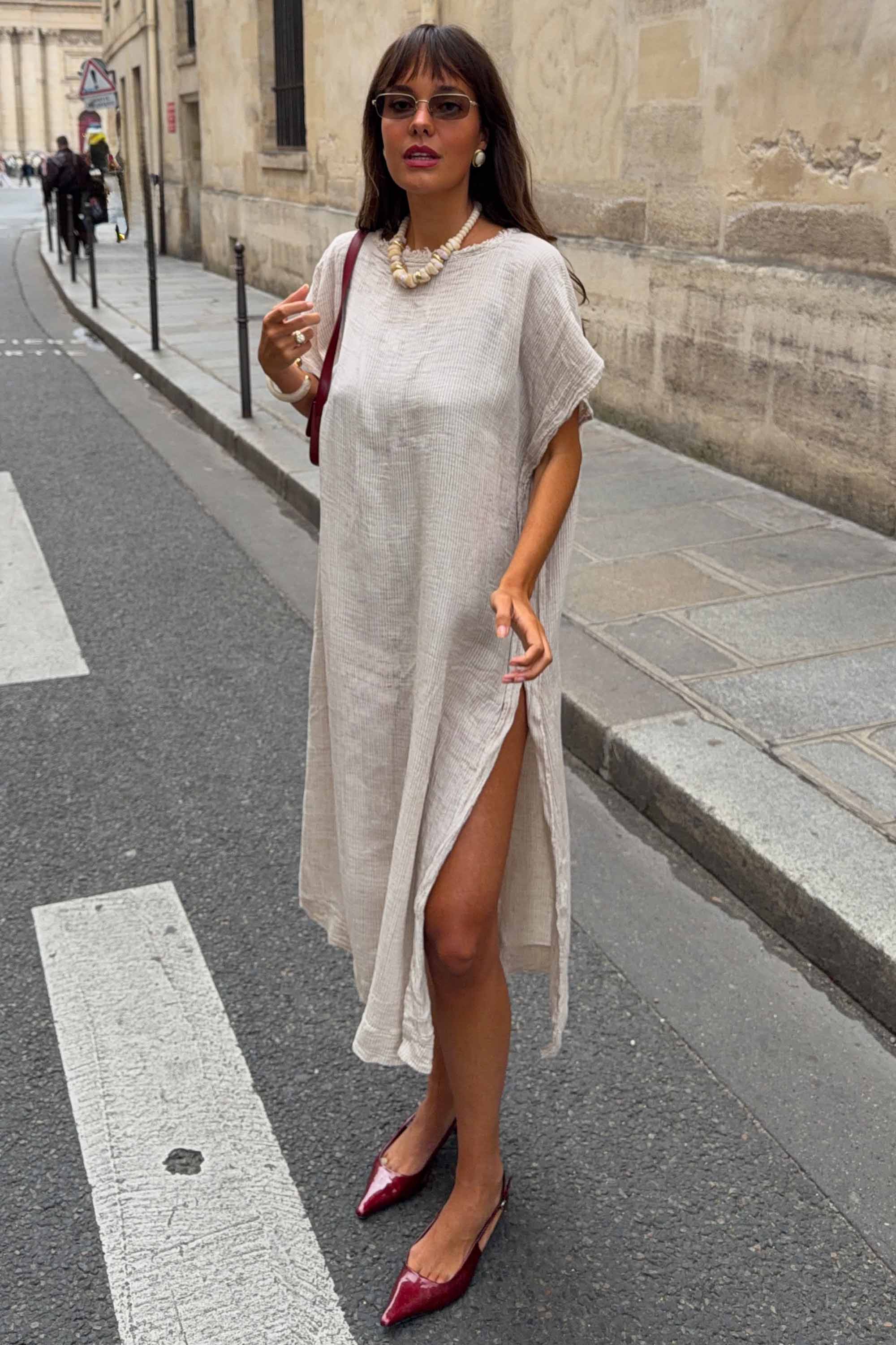 Striped Lyocell Kaftan Dress