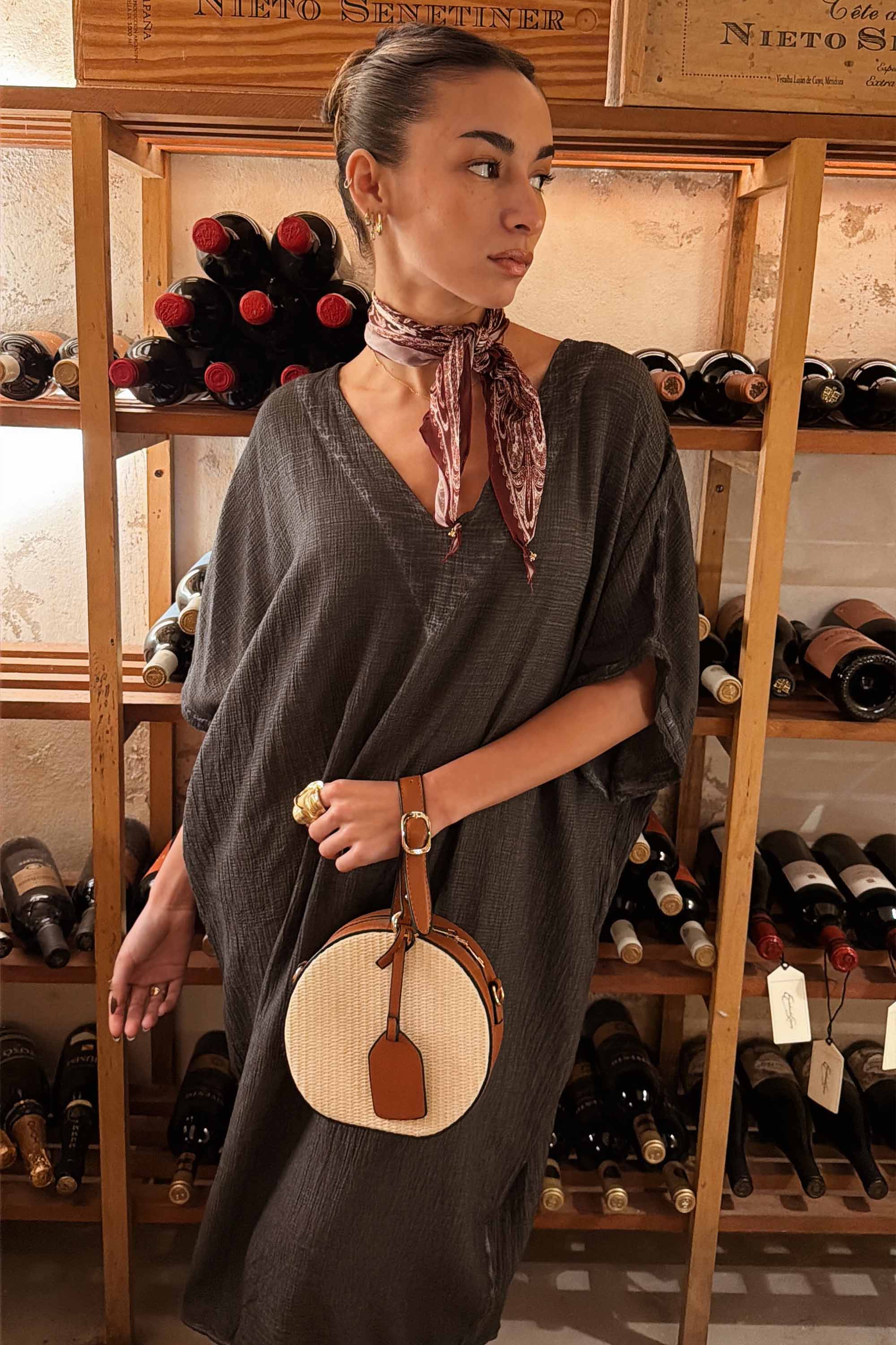Graphite Caftan Dress