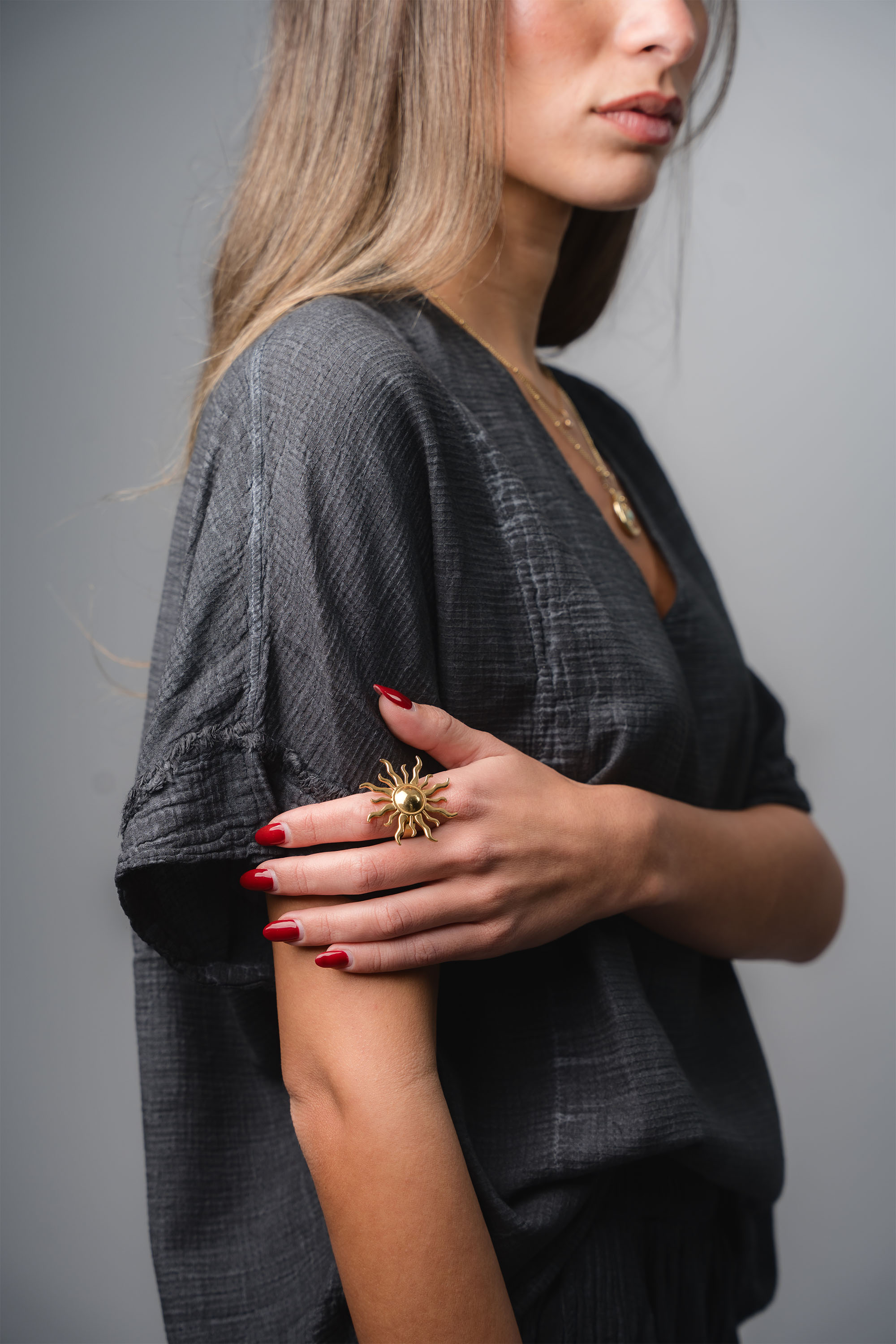 Graphite V Neck Top