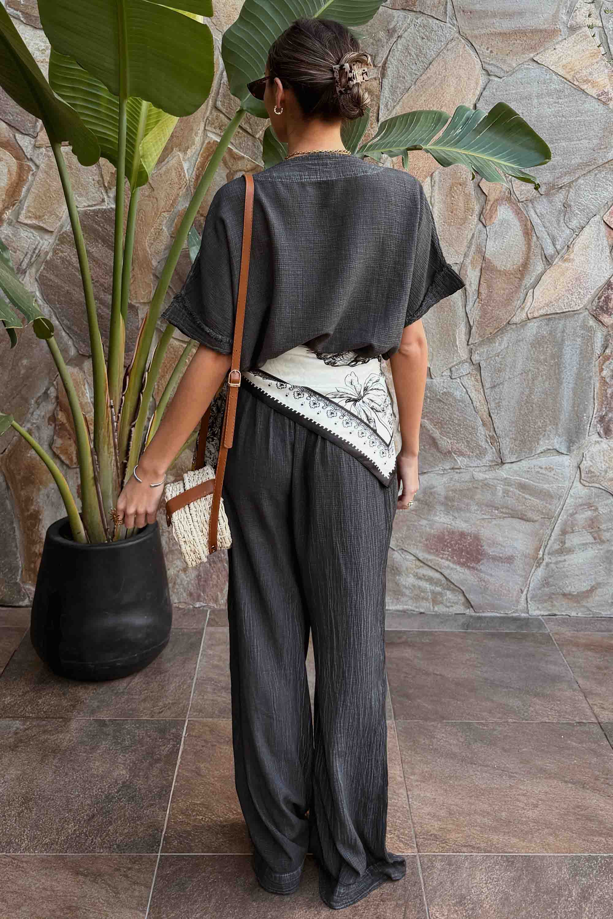 Graphite V Neck Top