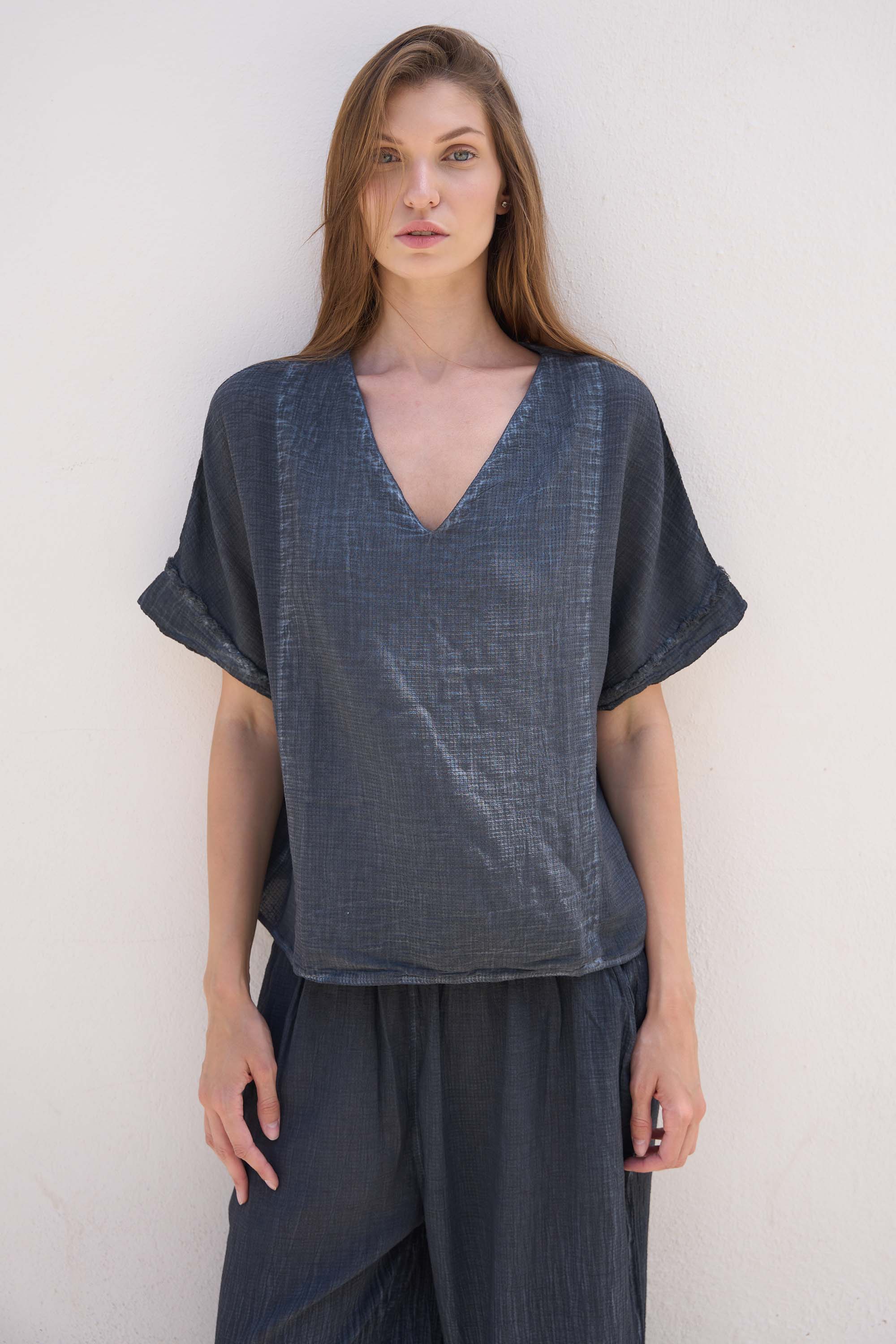 Graphite V Neck Top