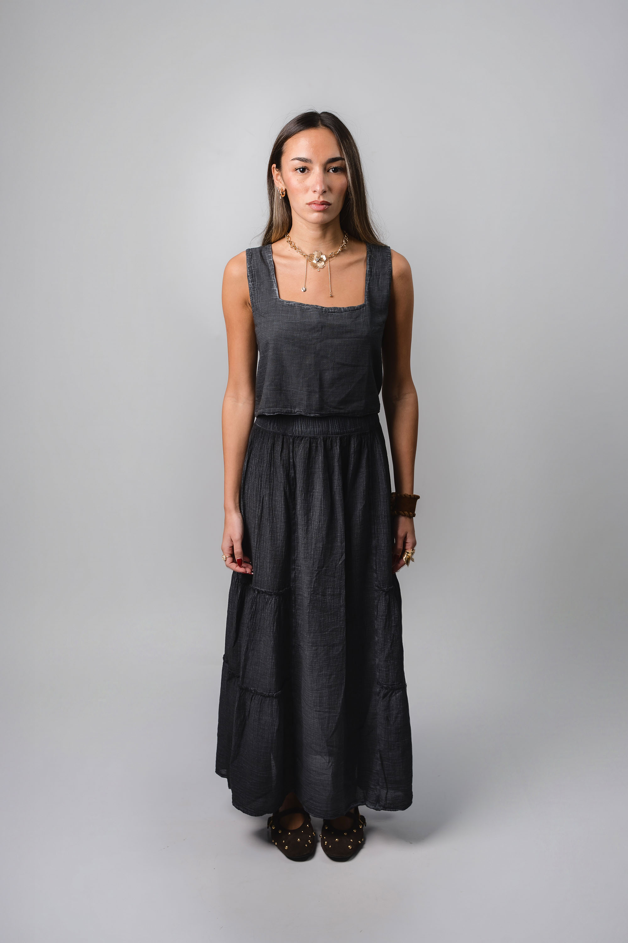 Graphite Strappy Blouse