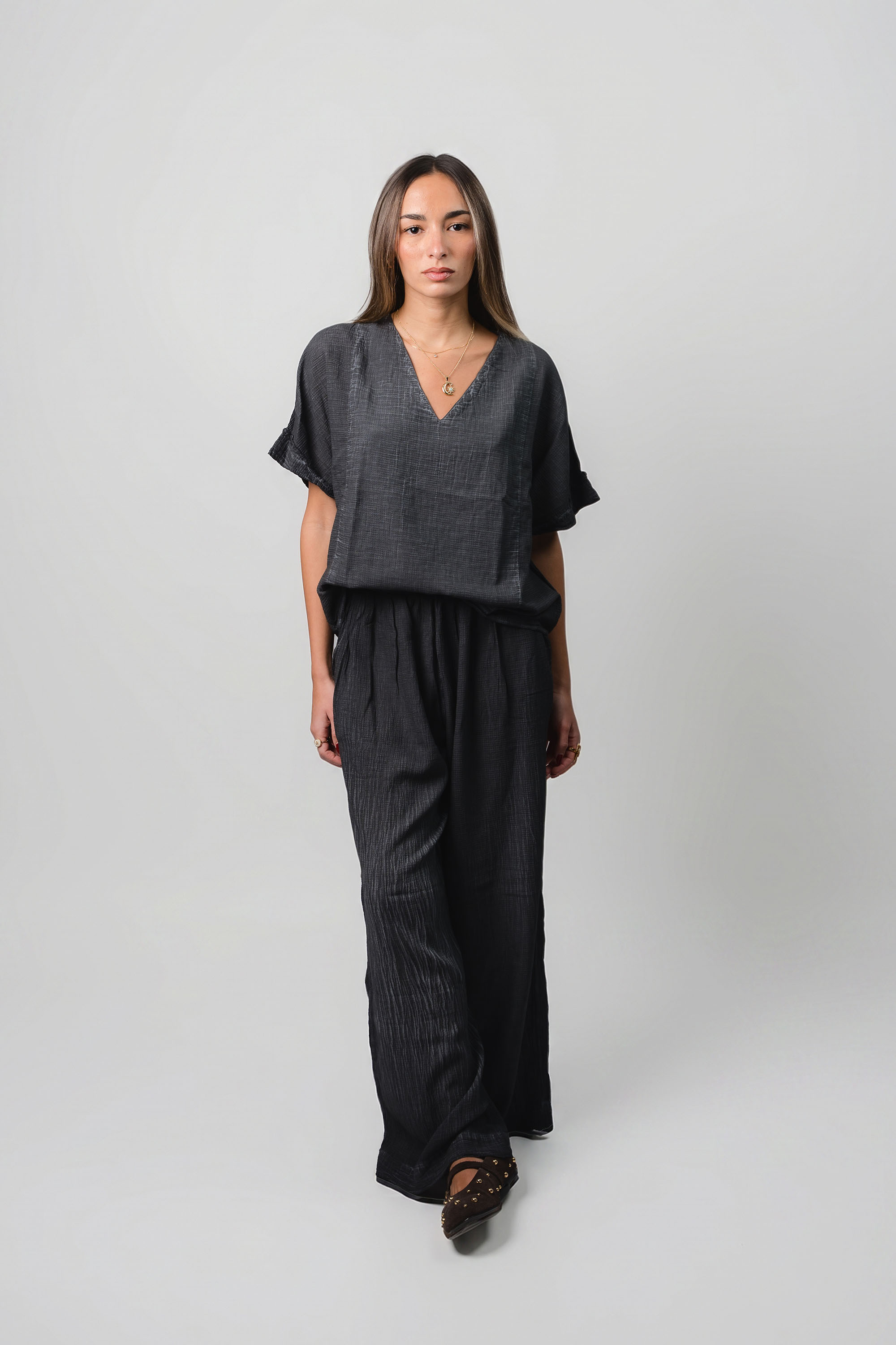 Graphite Wide Leg Pants